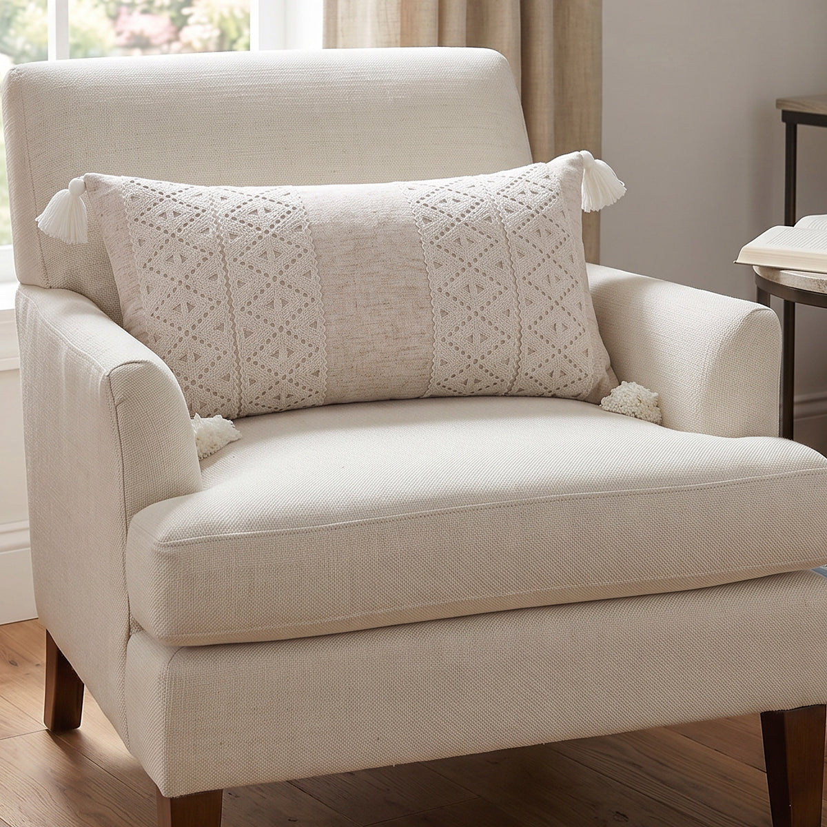 Adare Taupe Lace Overlay Pillow