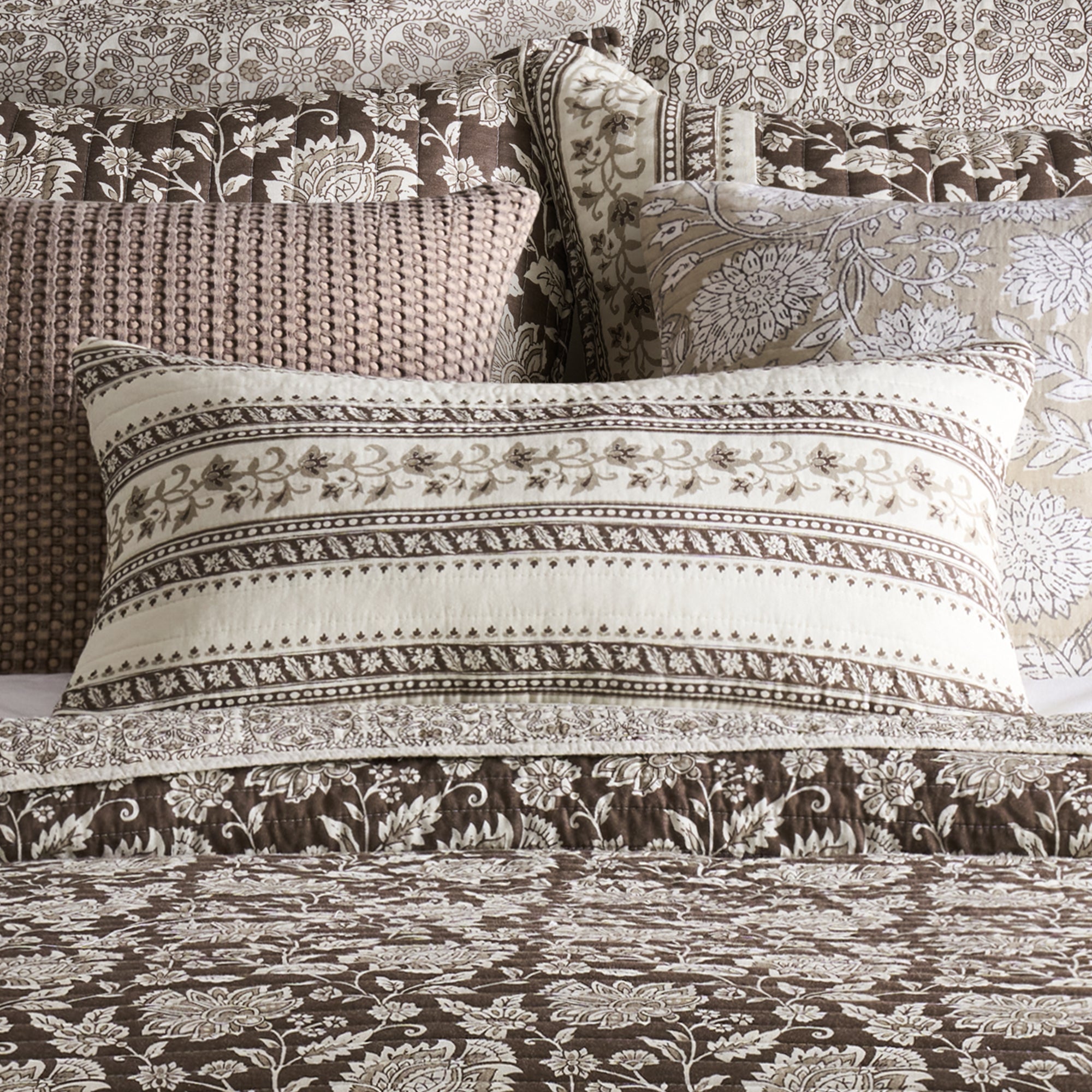 Adare Cocoa Quilted Pillow