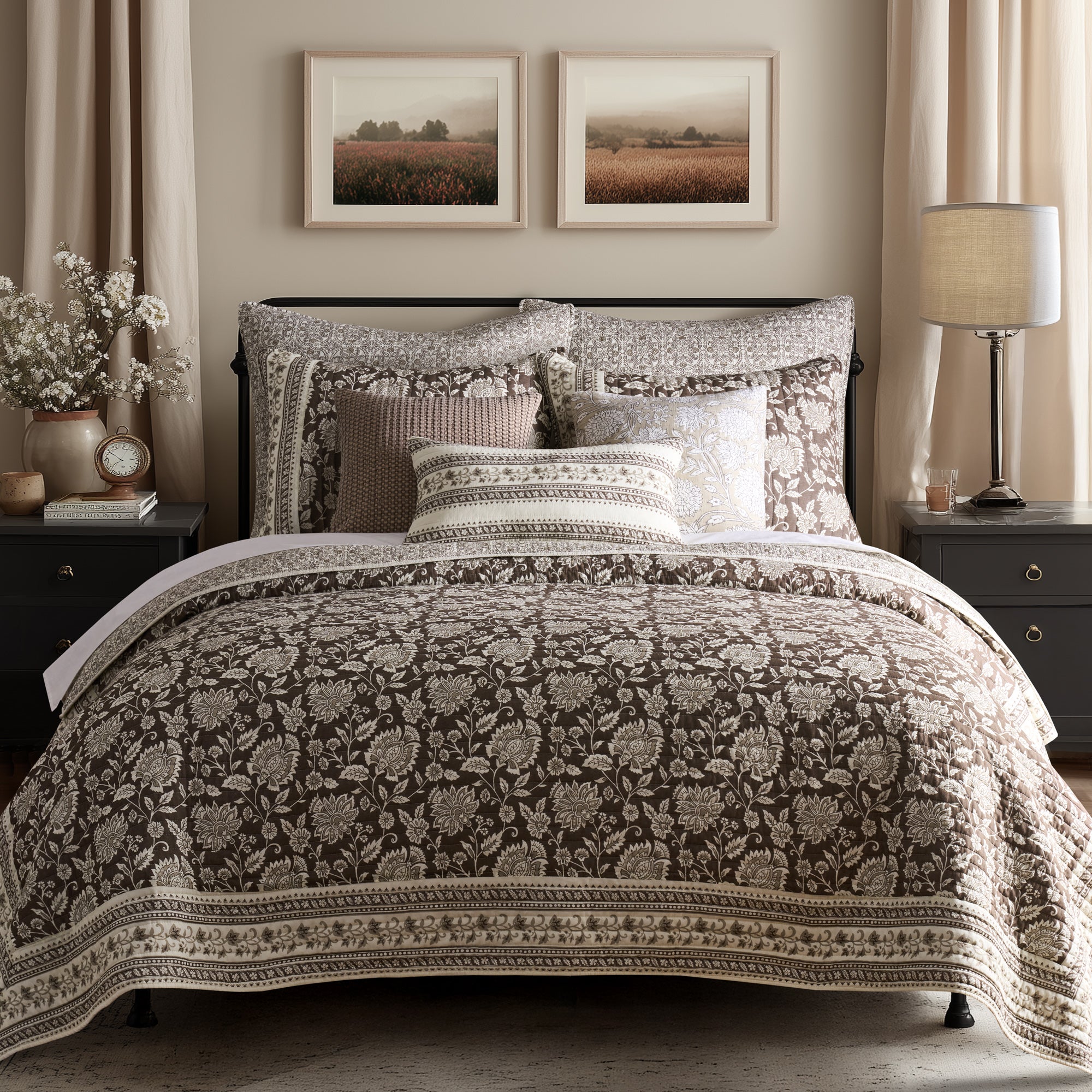 Adare Cocoa Quilted Pillow