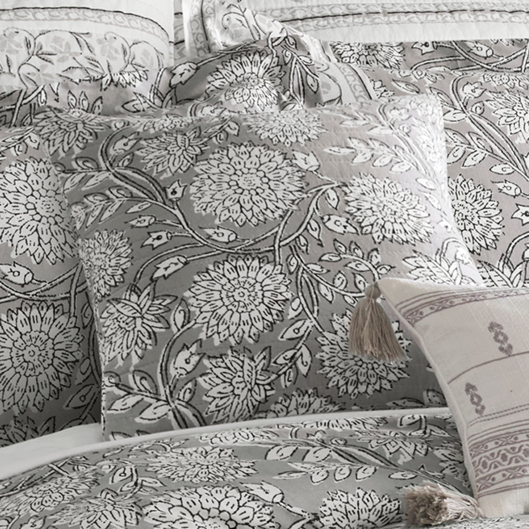 Adare Grey Quilted Pillow