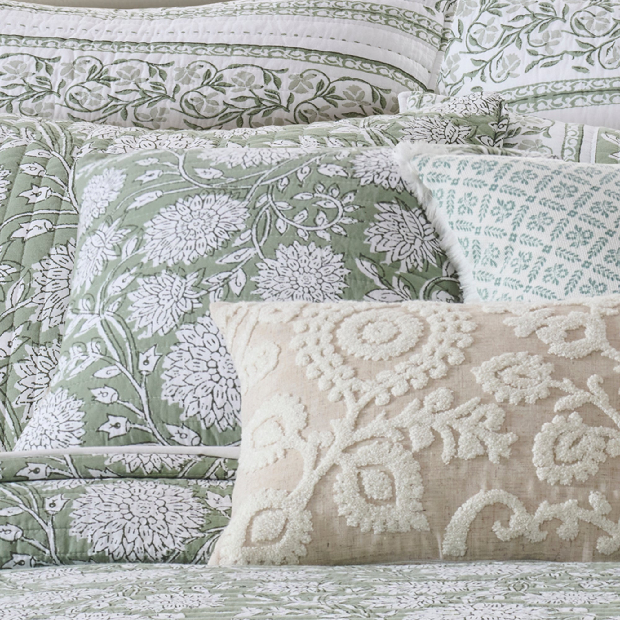 Adare Sage Quilted Pillow