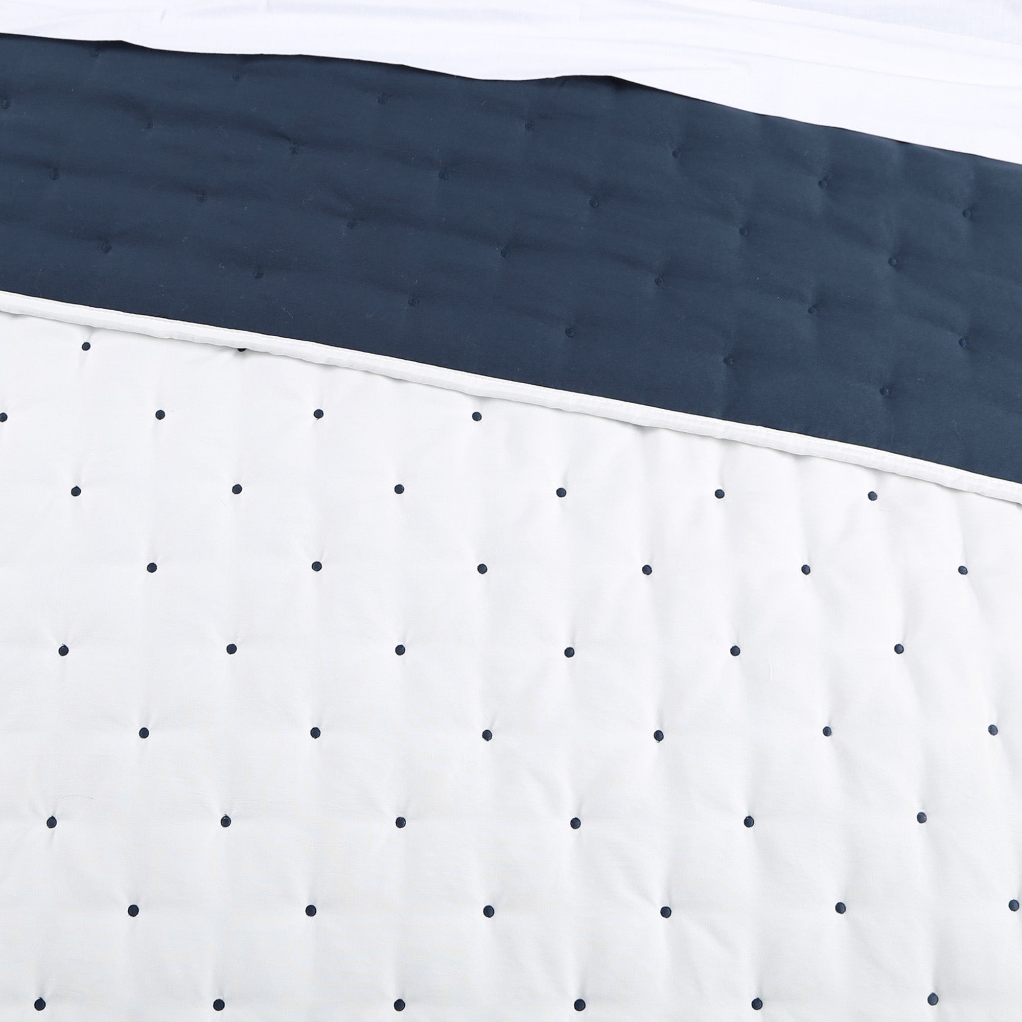 Embroidered Swiss Dot Navy Quilt Set