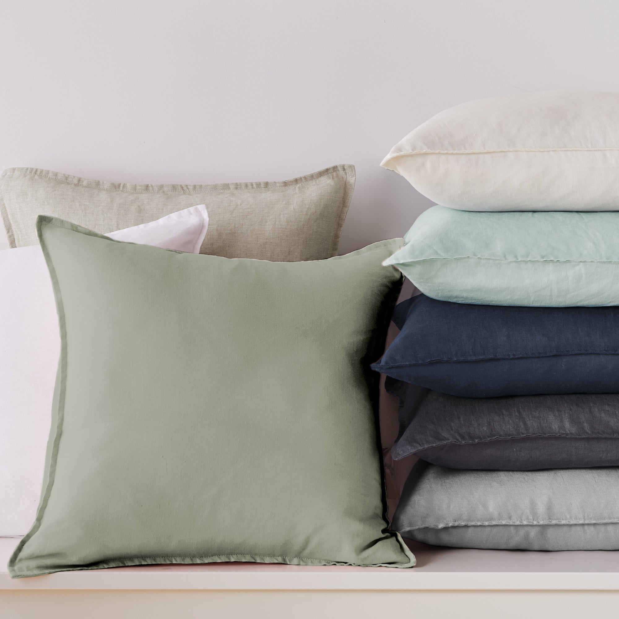 French Flax Washed Linen Square Pillow Cover- Set of 2