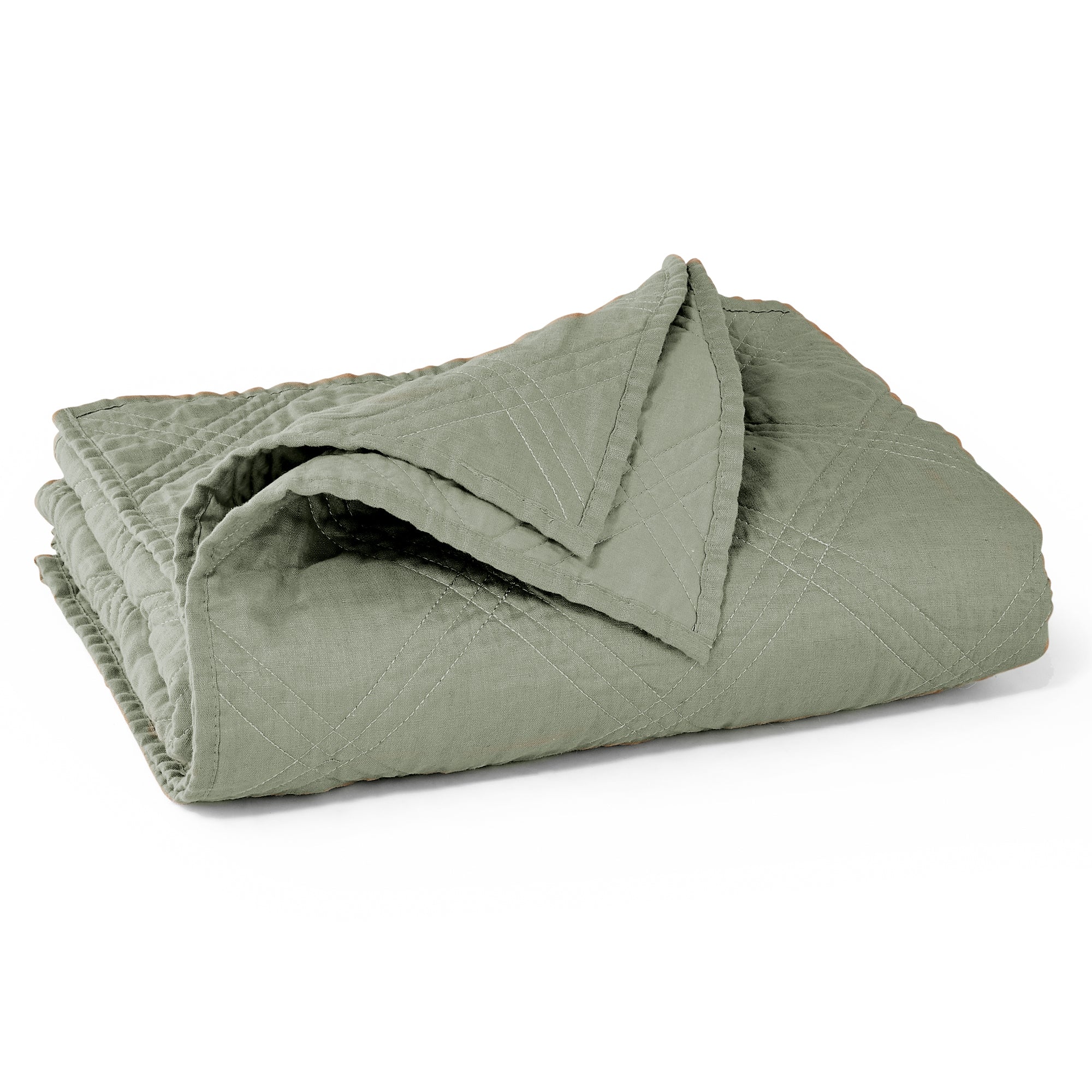 French Flax Washed Linen Quilted Throw