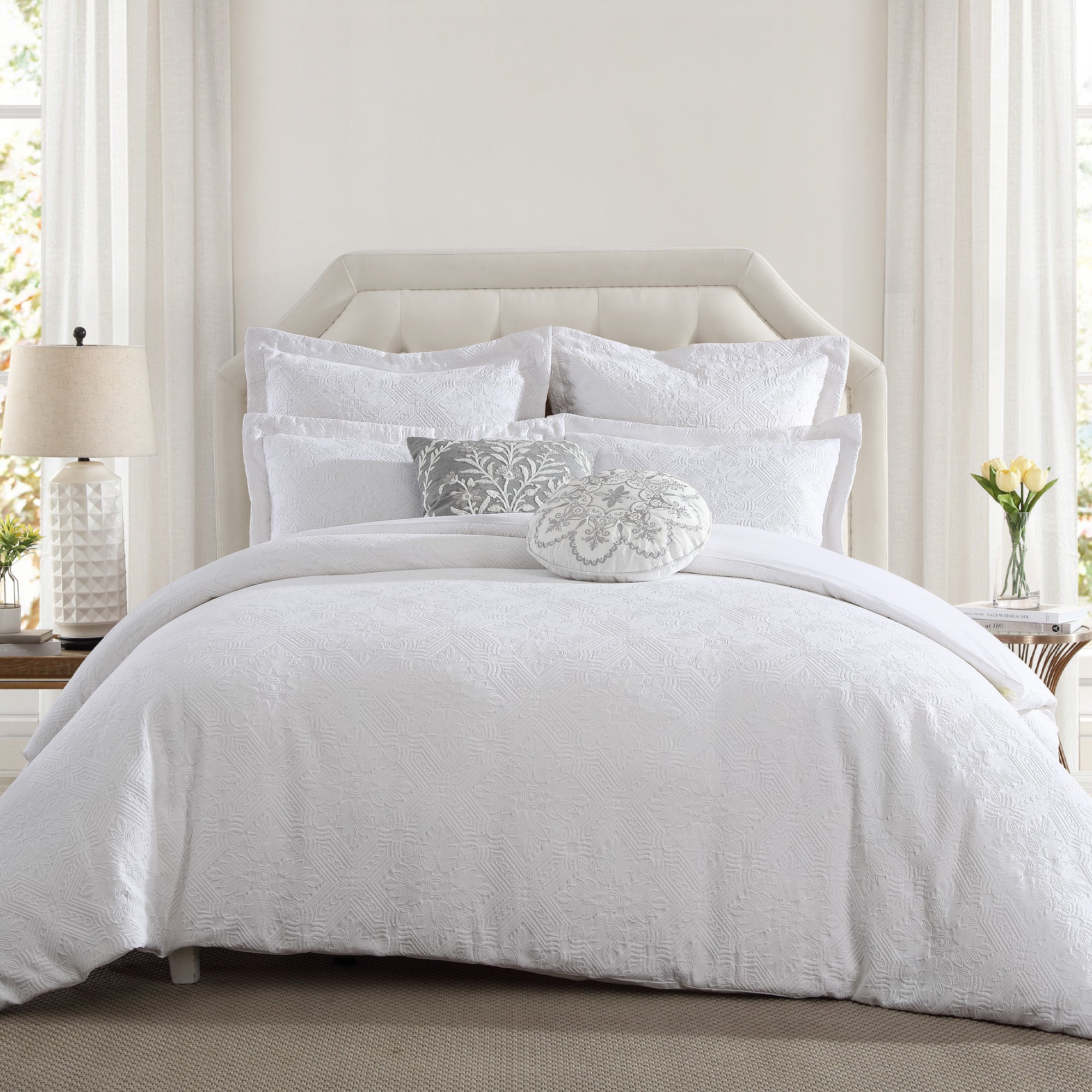 Matelasse Bright White Euro Sham set of 2