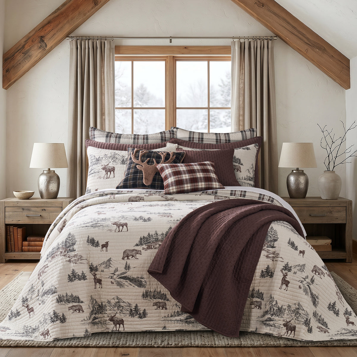 Lodge Toile Bedspread Set