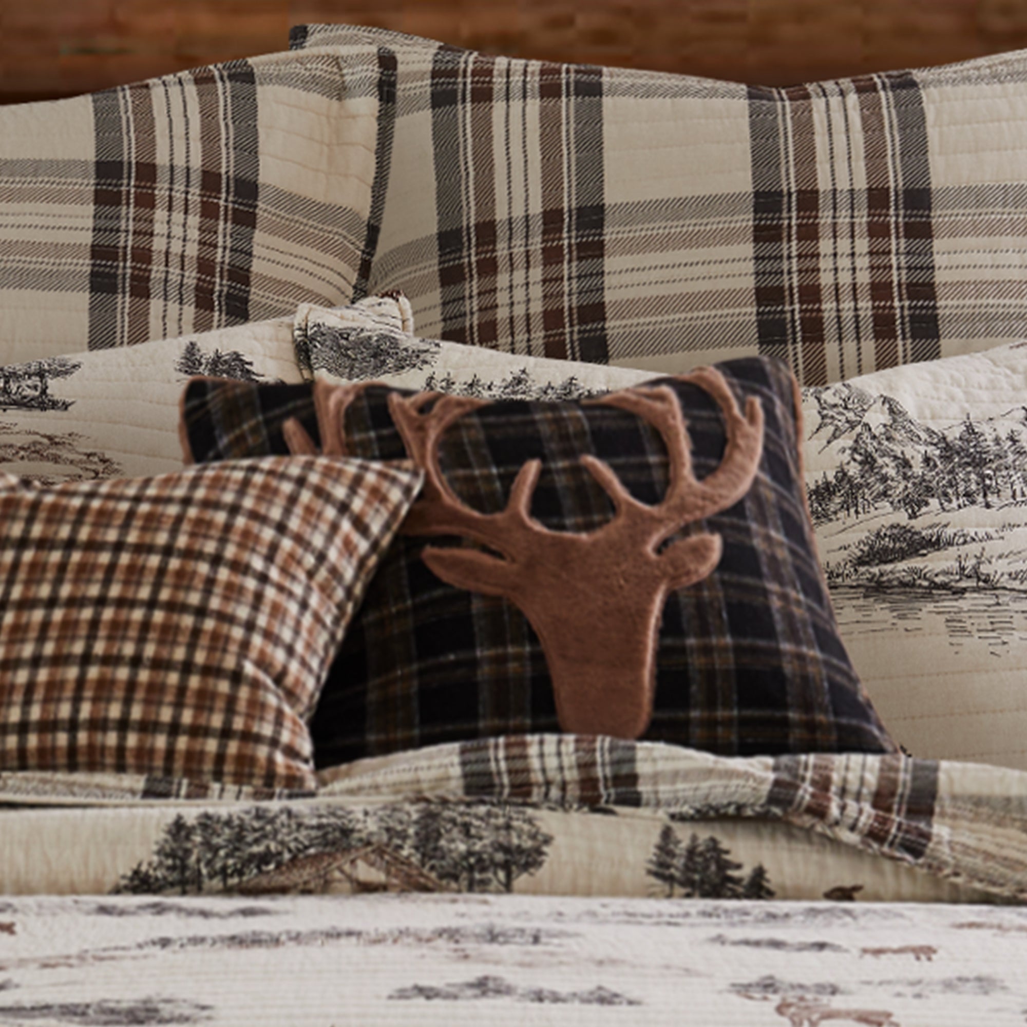 Lodge Toile Antler Pillow