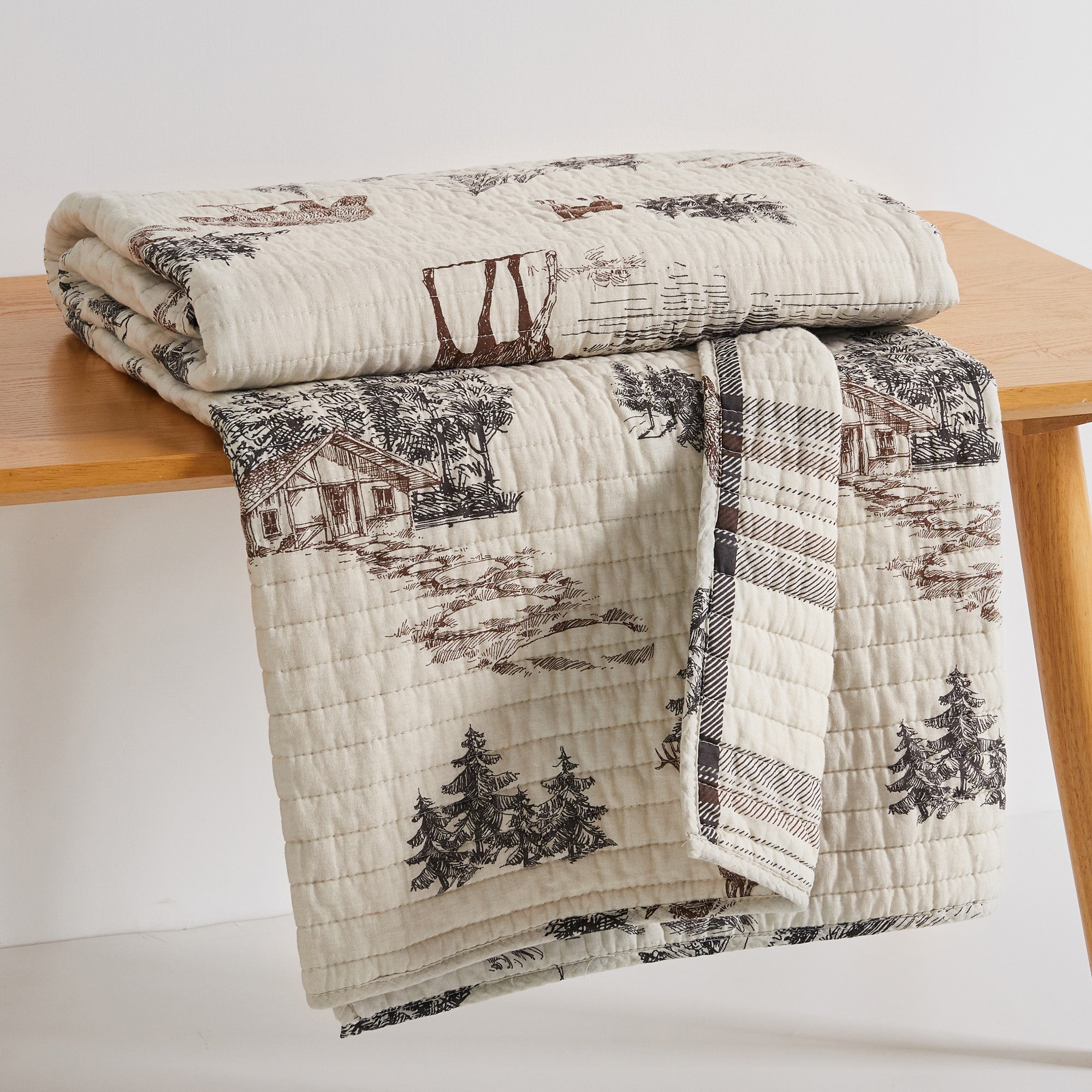 Lodge Toile Quilted Throw