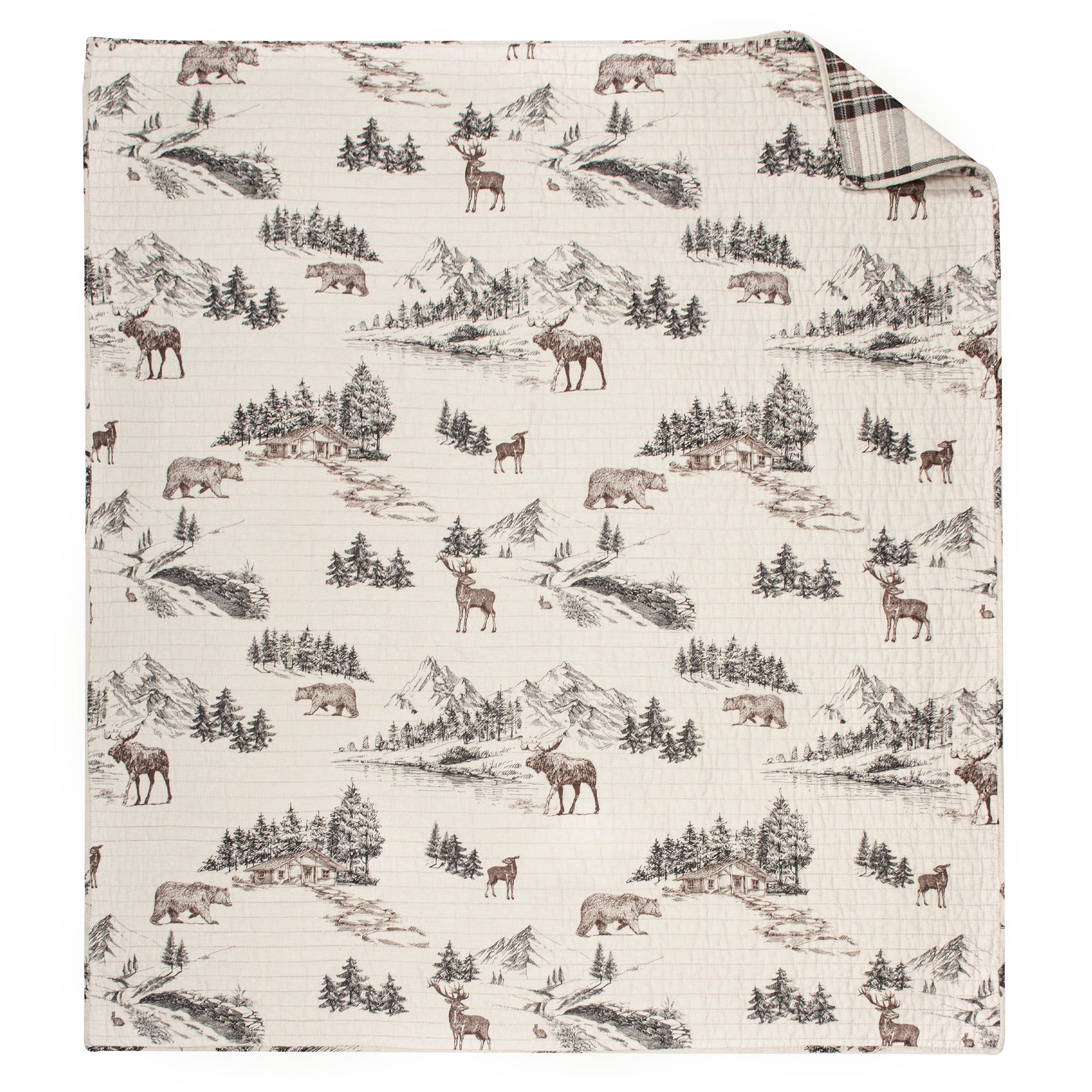 Lodge Toile Quilted Throw