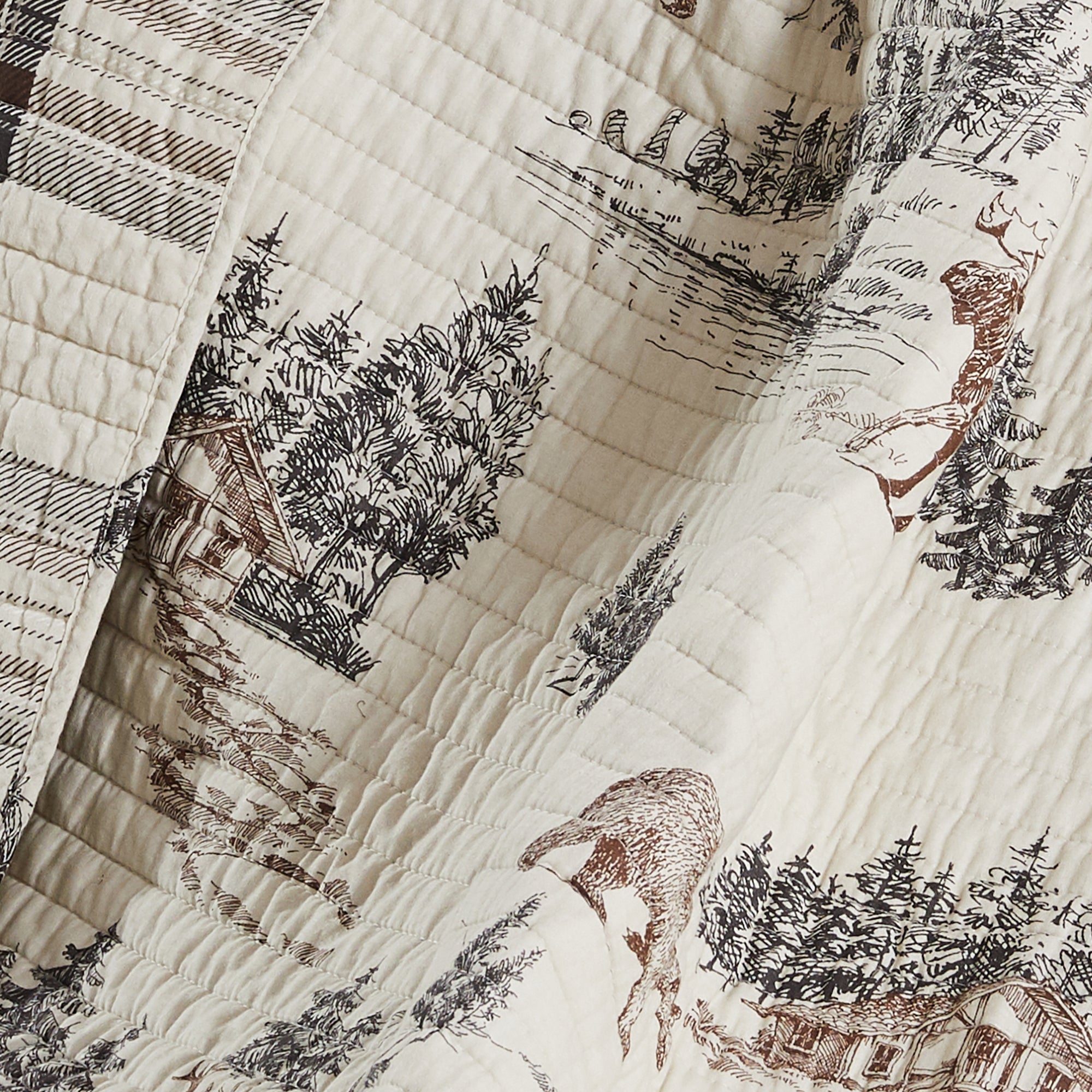 Lodge Toile Quilted Throw