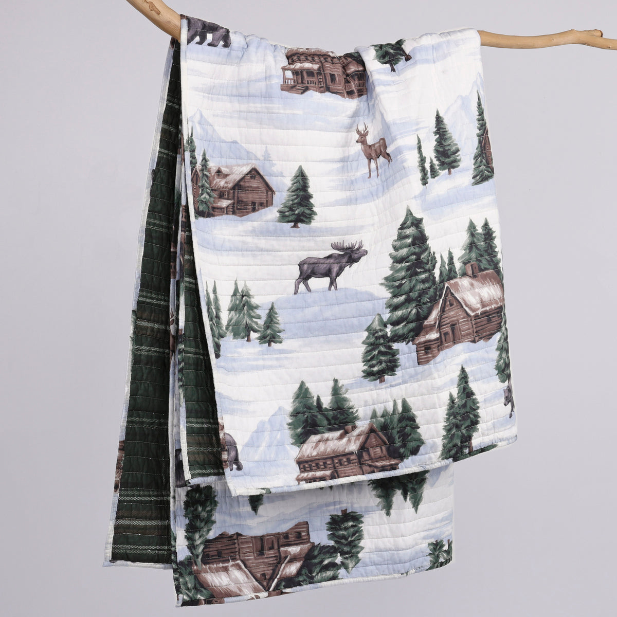 Lodge Toile Quilted Throw