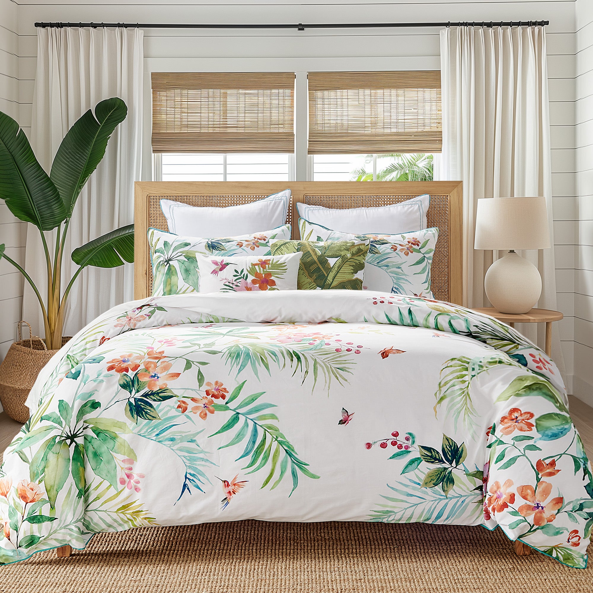 Hummingbird Grove Crewel Leaf Pillow