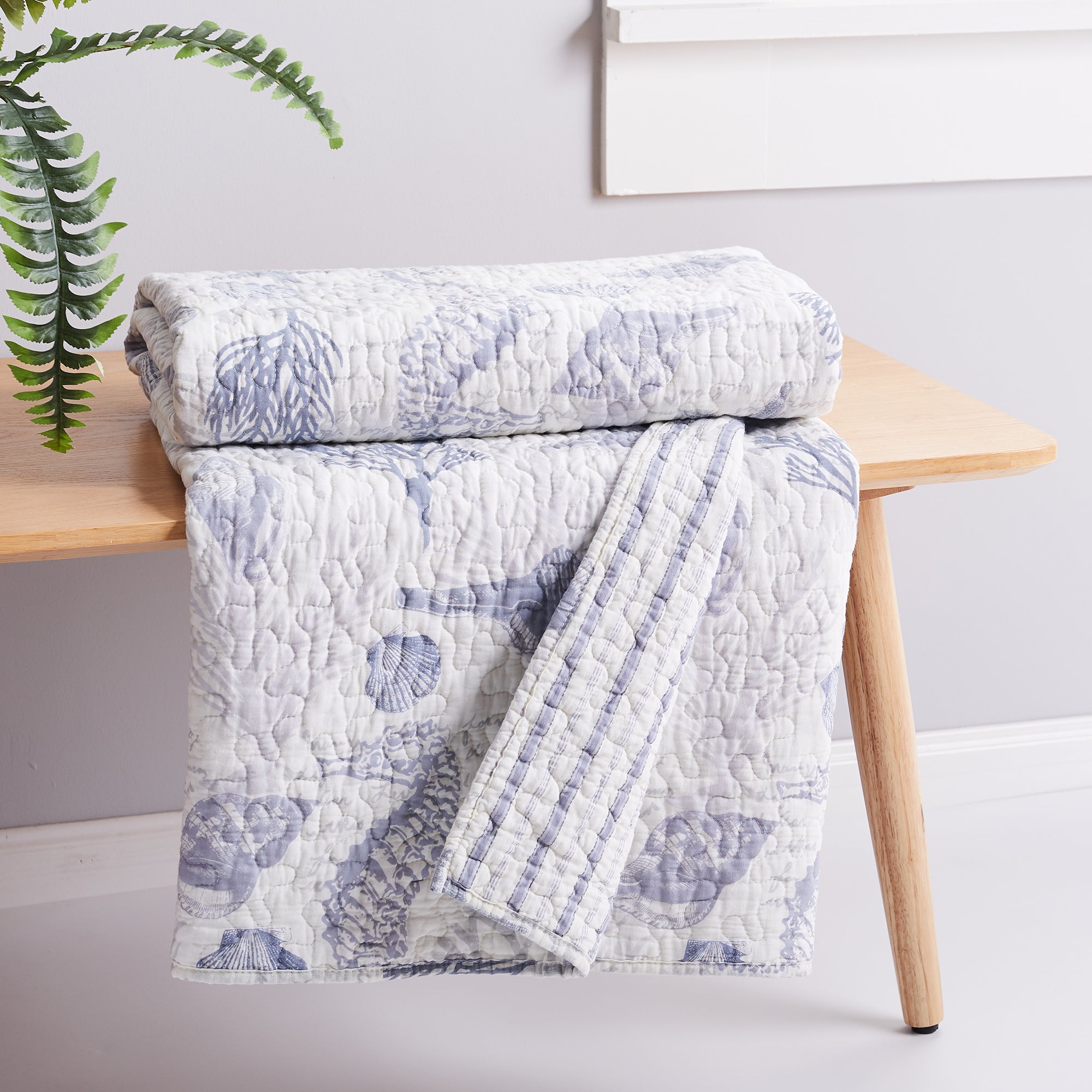 Tahiti Grey Quilted Throw