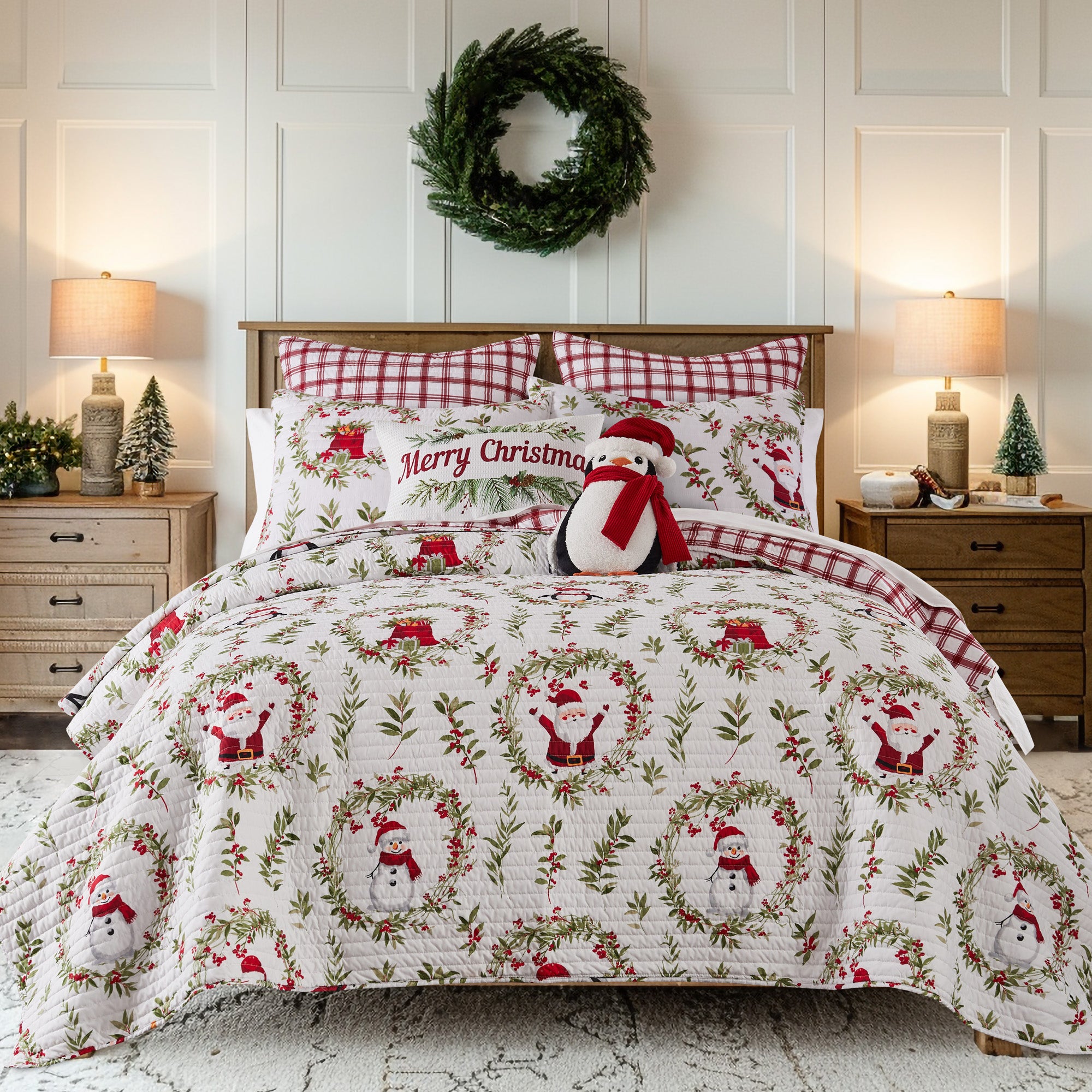 Pine & Plaid Printed Merry Christmas Pillow