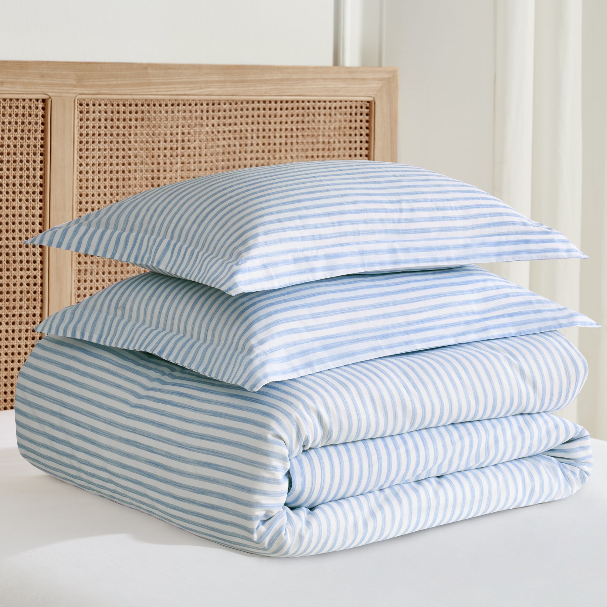 Martha Stripe Blue Comforter Set
