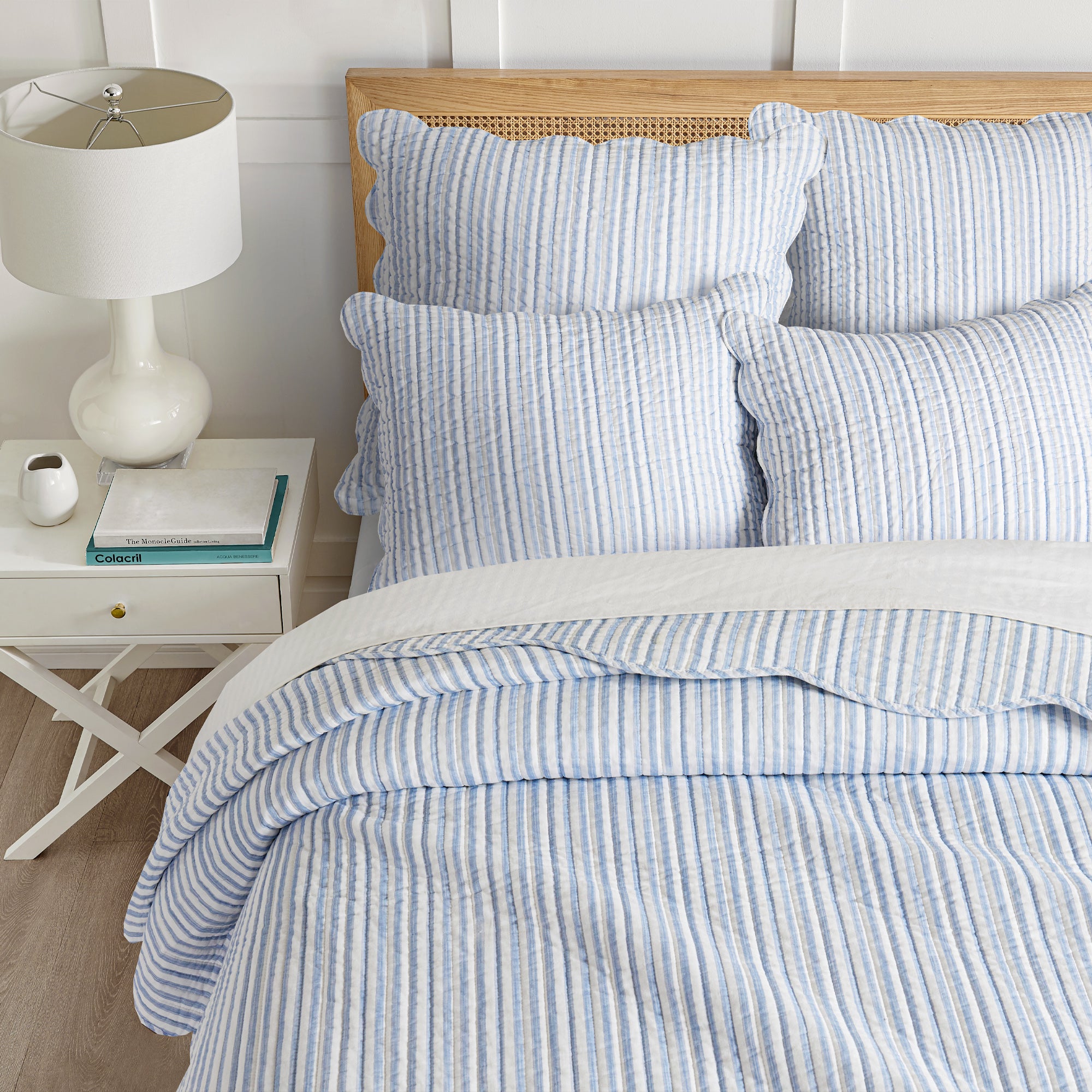 Martha Stripe Blue Quilt Set