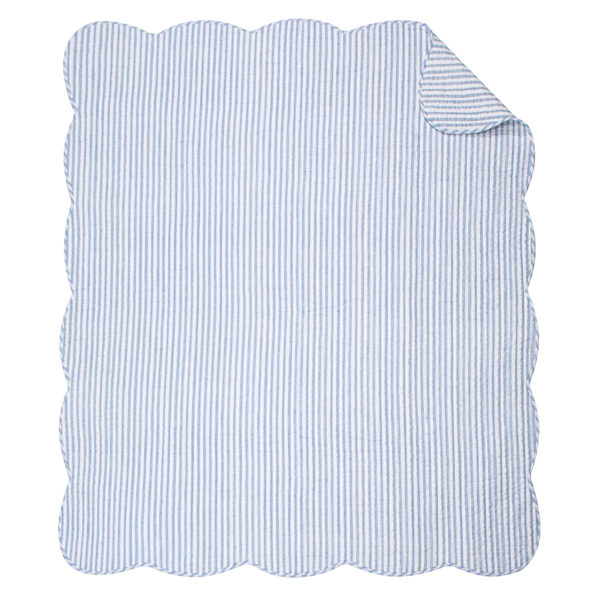 Martha Stripe Blue Quilted Throw