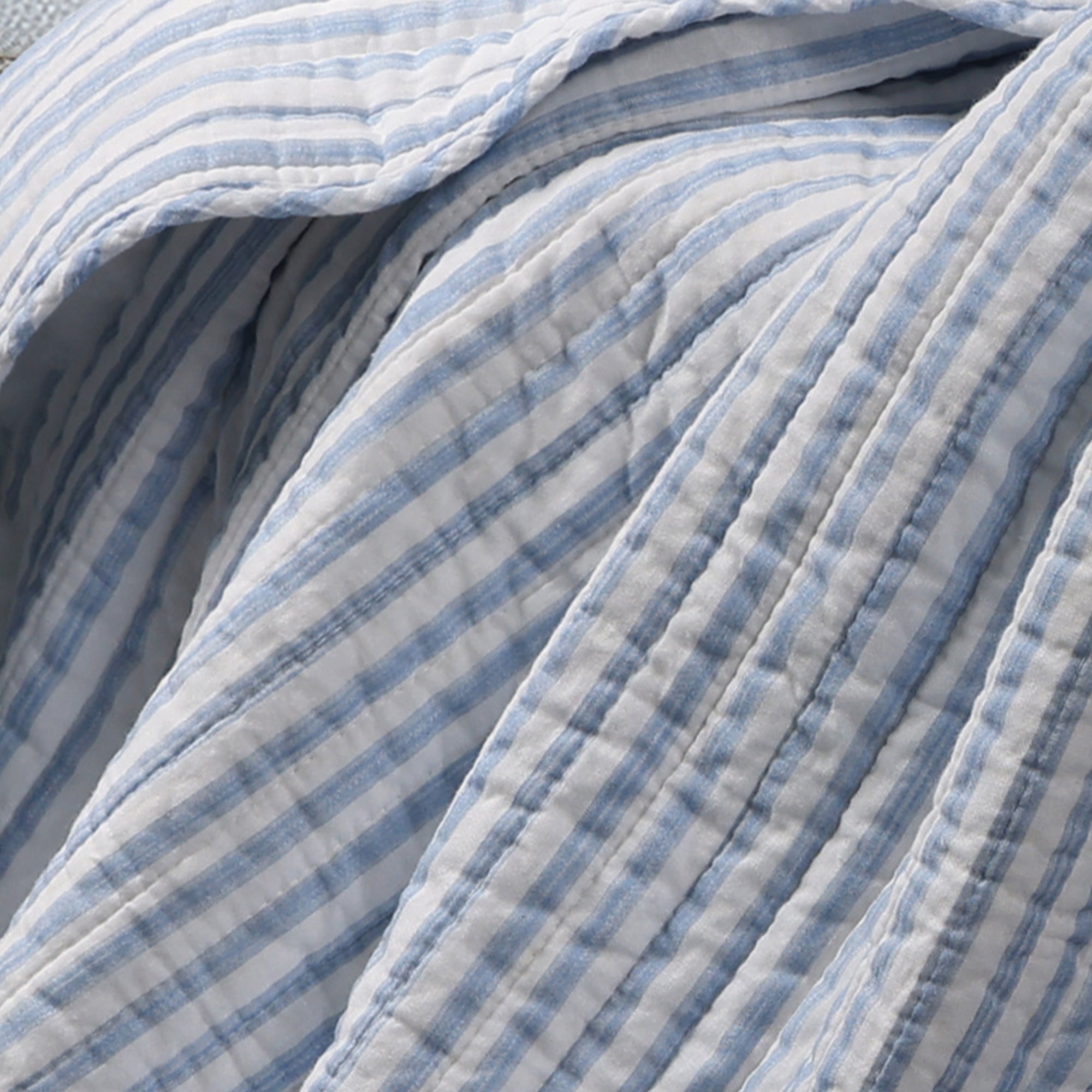 Martha Stripe Blue Quilted Throw