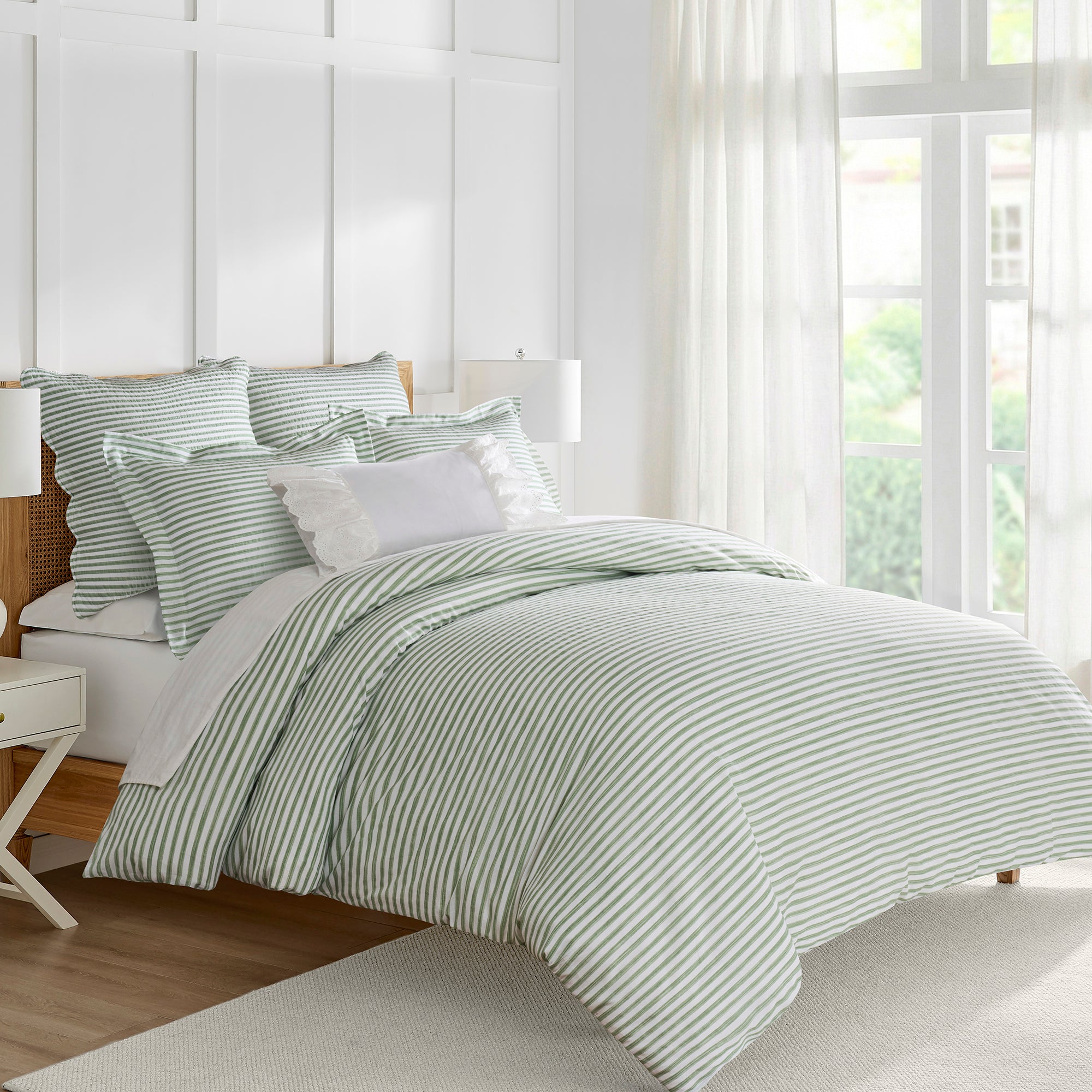 Martha Stripe Blue Comforter Set
