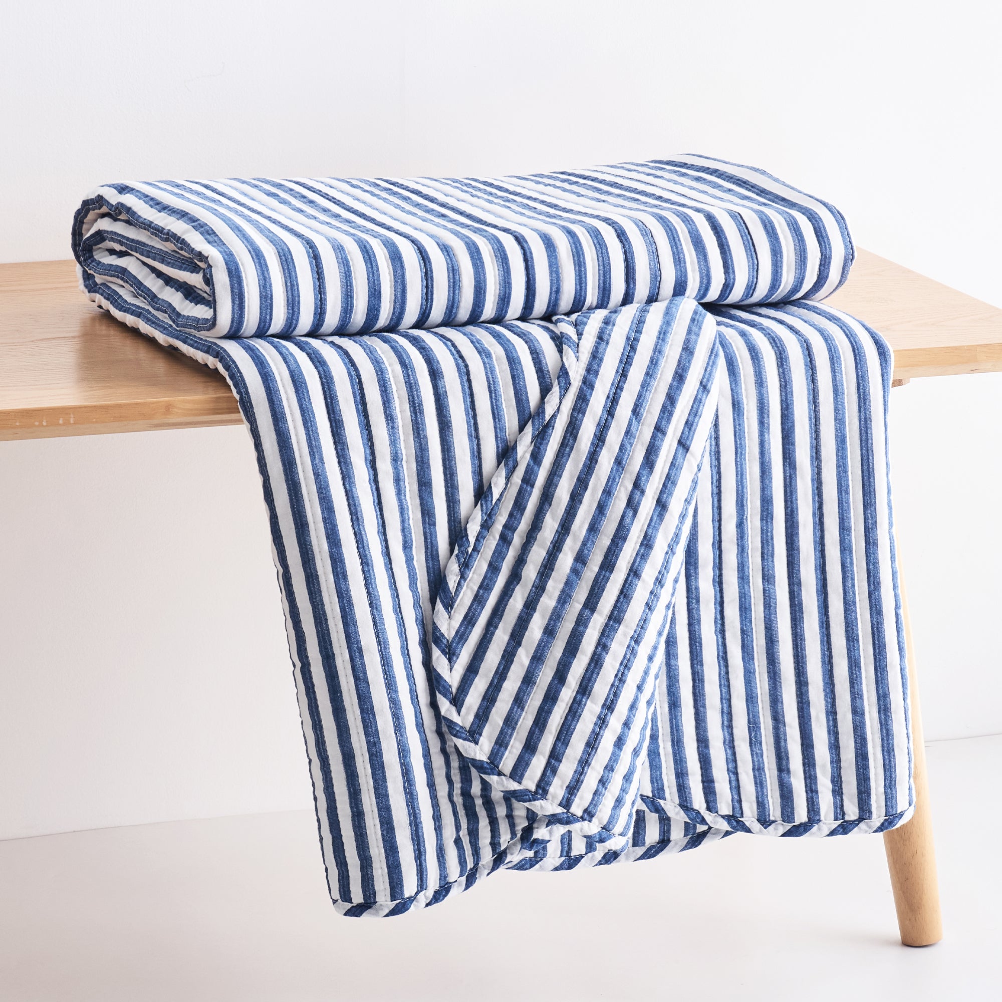 Martha Stripe Quilted Throw