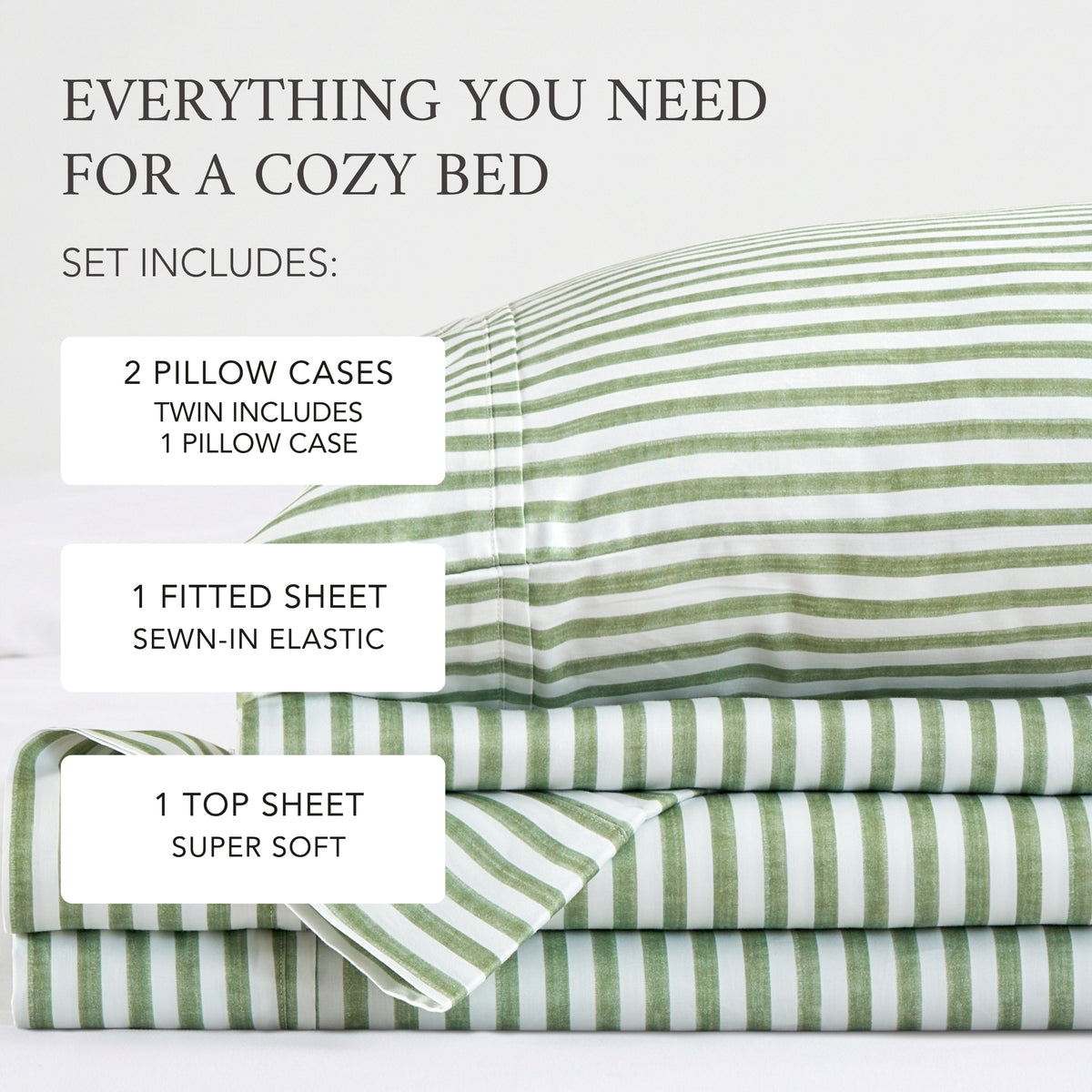 Martha Stripe Cotton Sateen Sheet Set