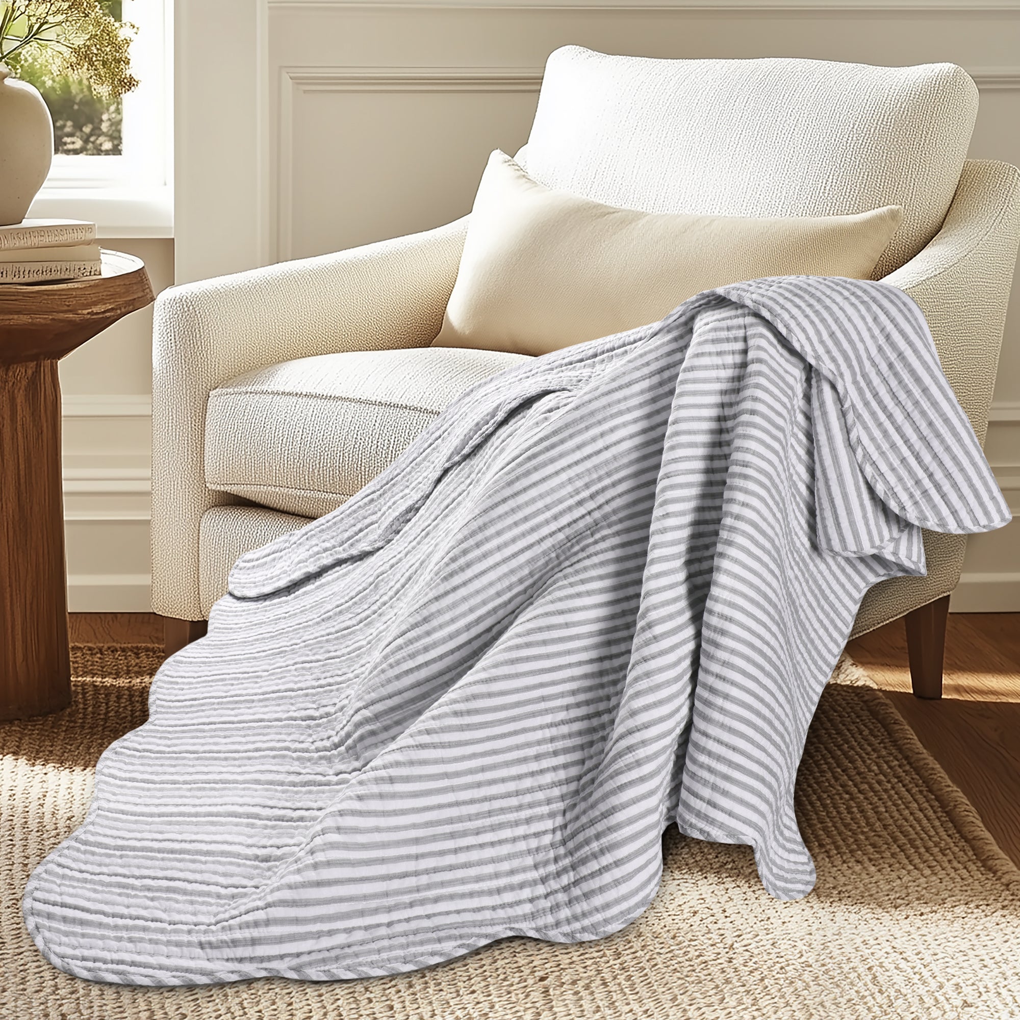 Martha Stripe Quilted Throw