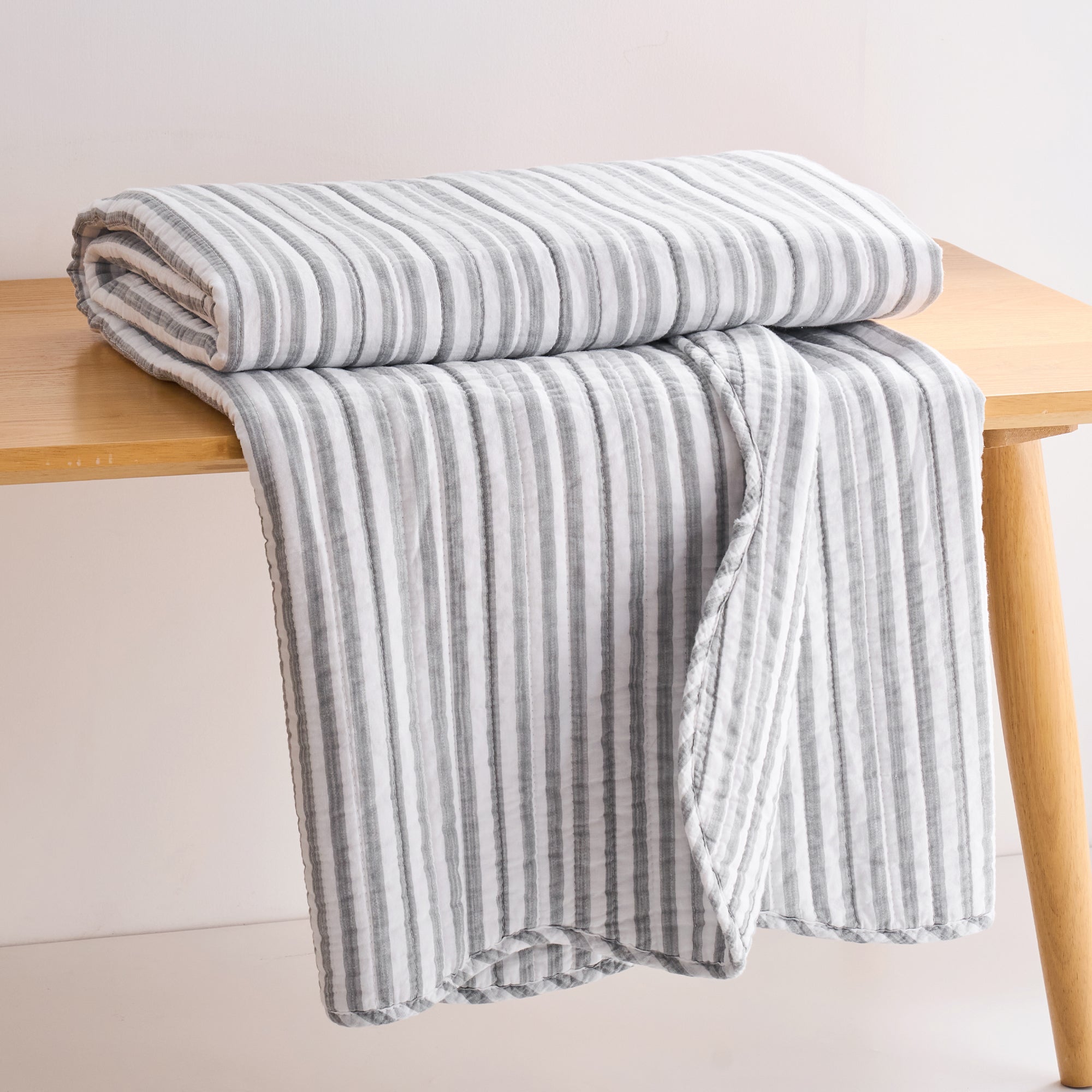 Martha Stripe Quilted Throw