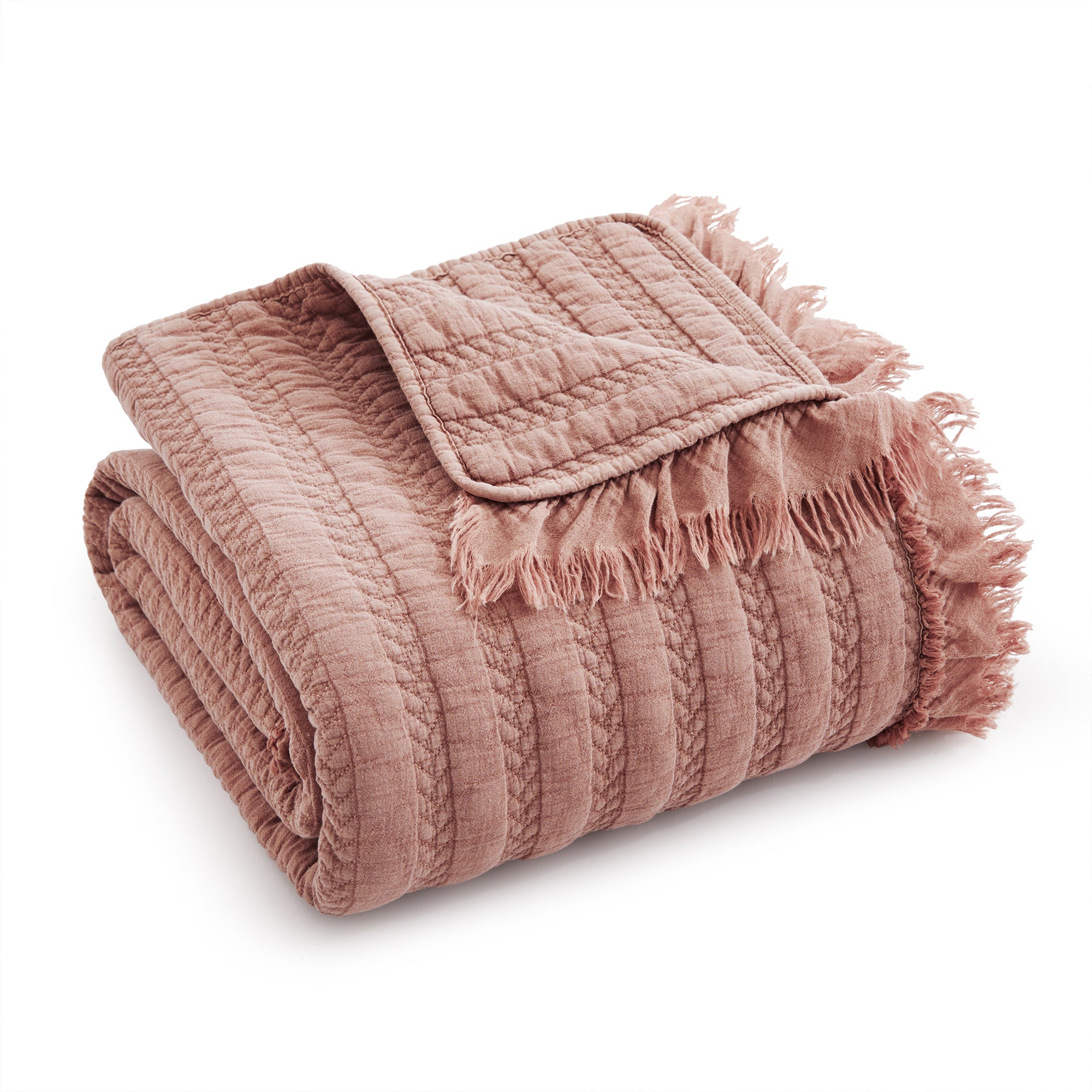 Wilhemina Dusty Rose Quilted Throw