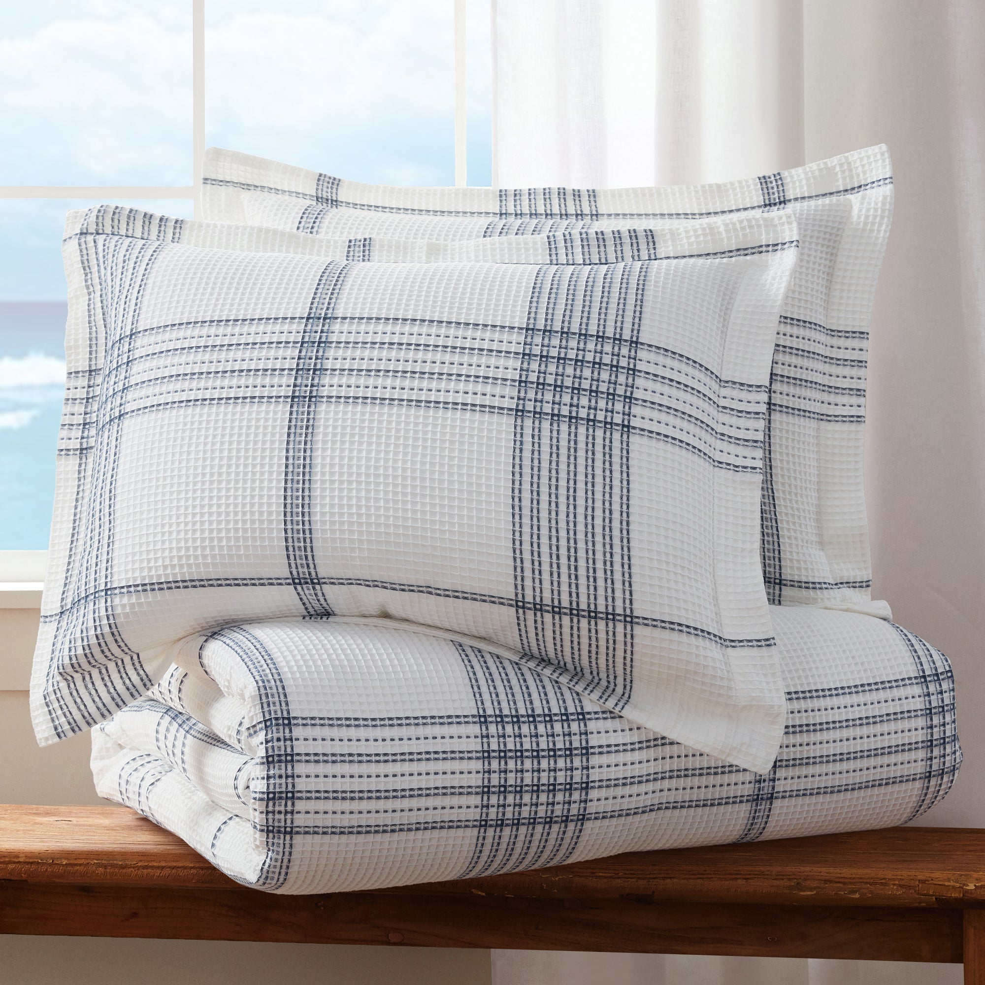 Waffle Plaid Comforter Set