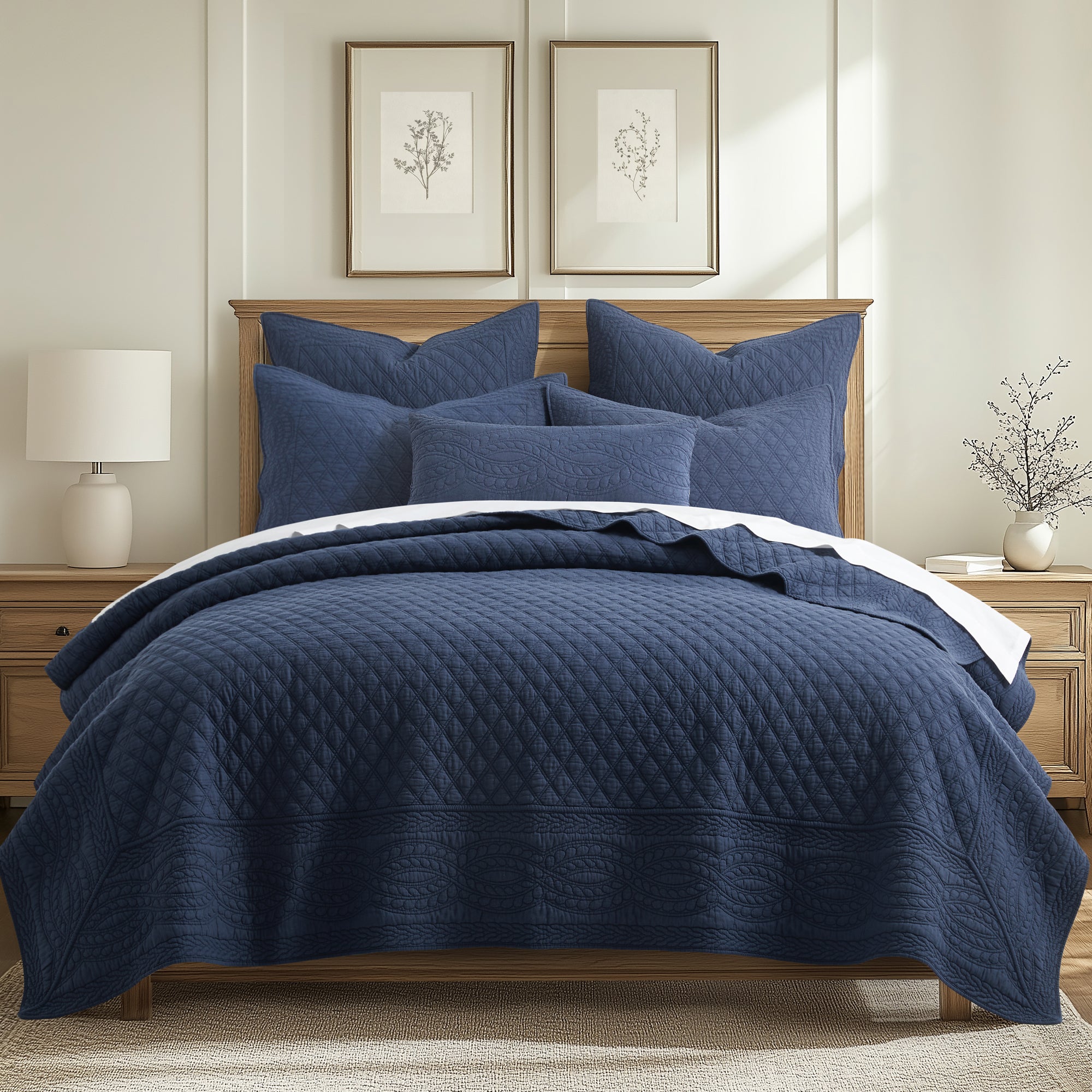 Ballou Navy Rectangular Pillow