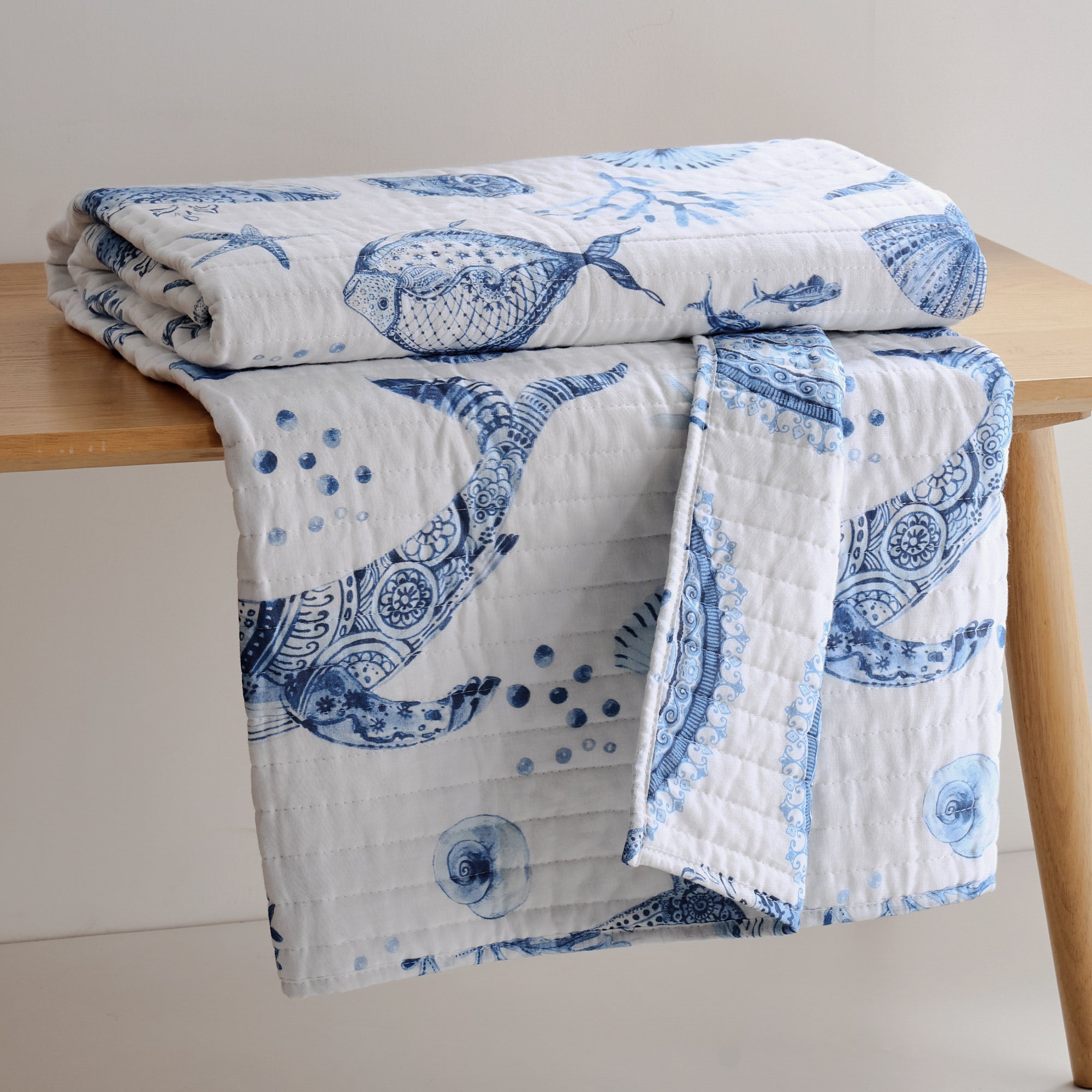 Batik Ocean Quilted Throw