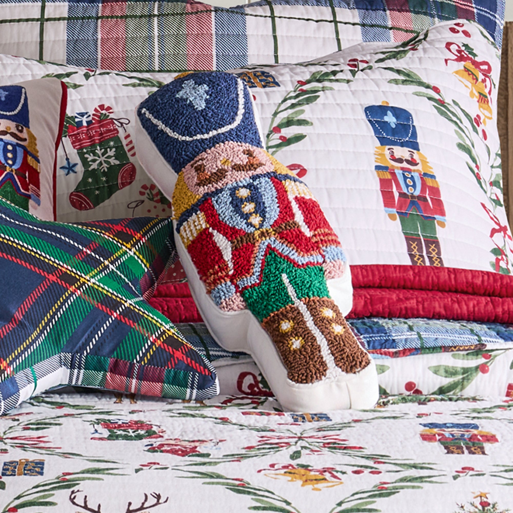 Festive Nutcrackers Shaped Pillow