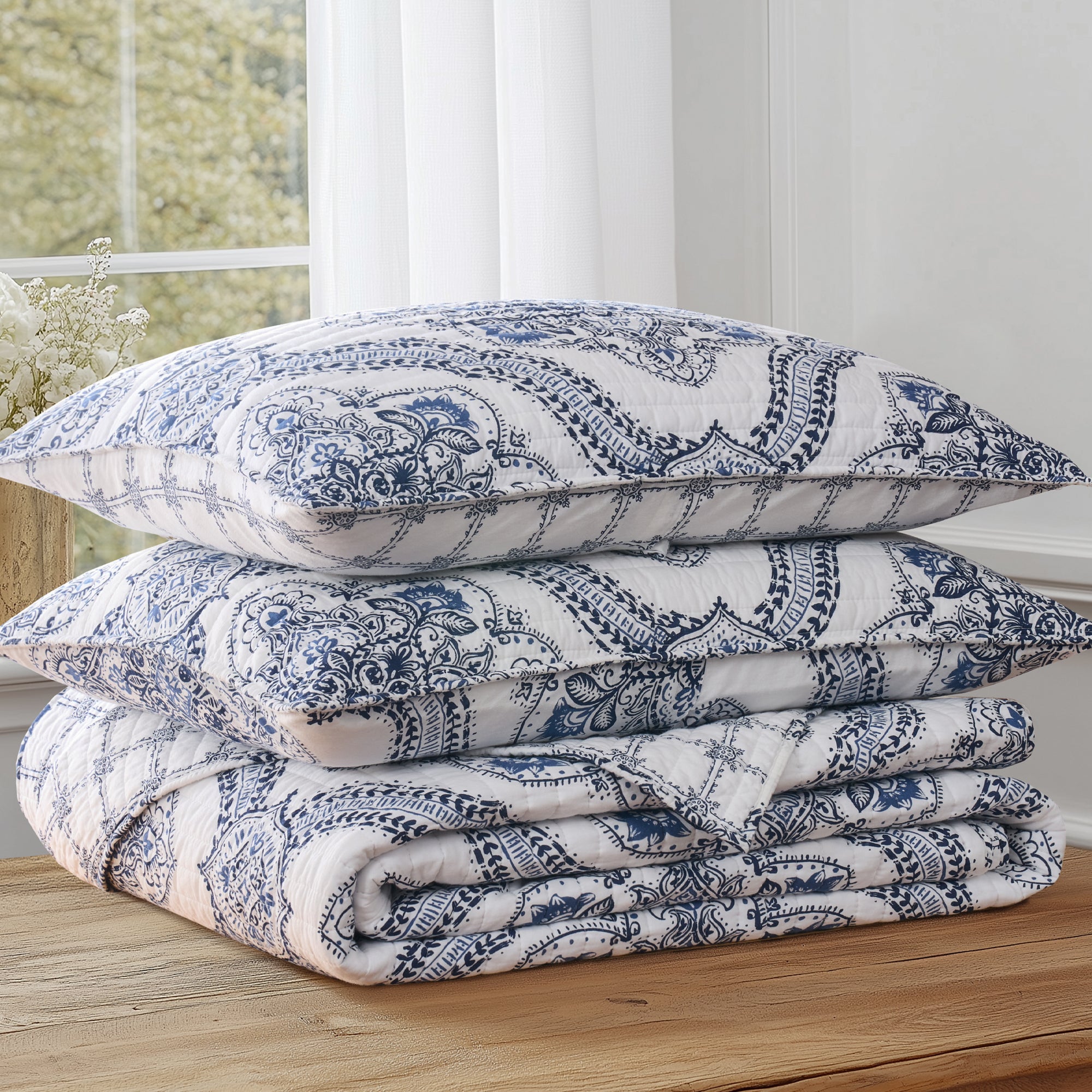 Lentana Navy Quilt Set