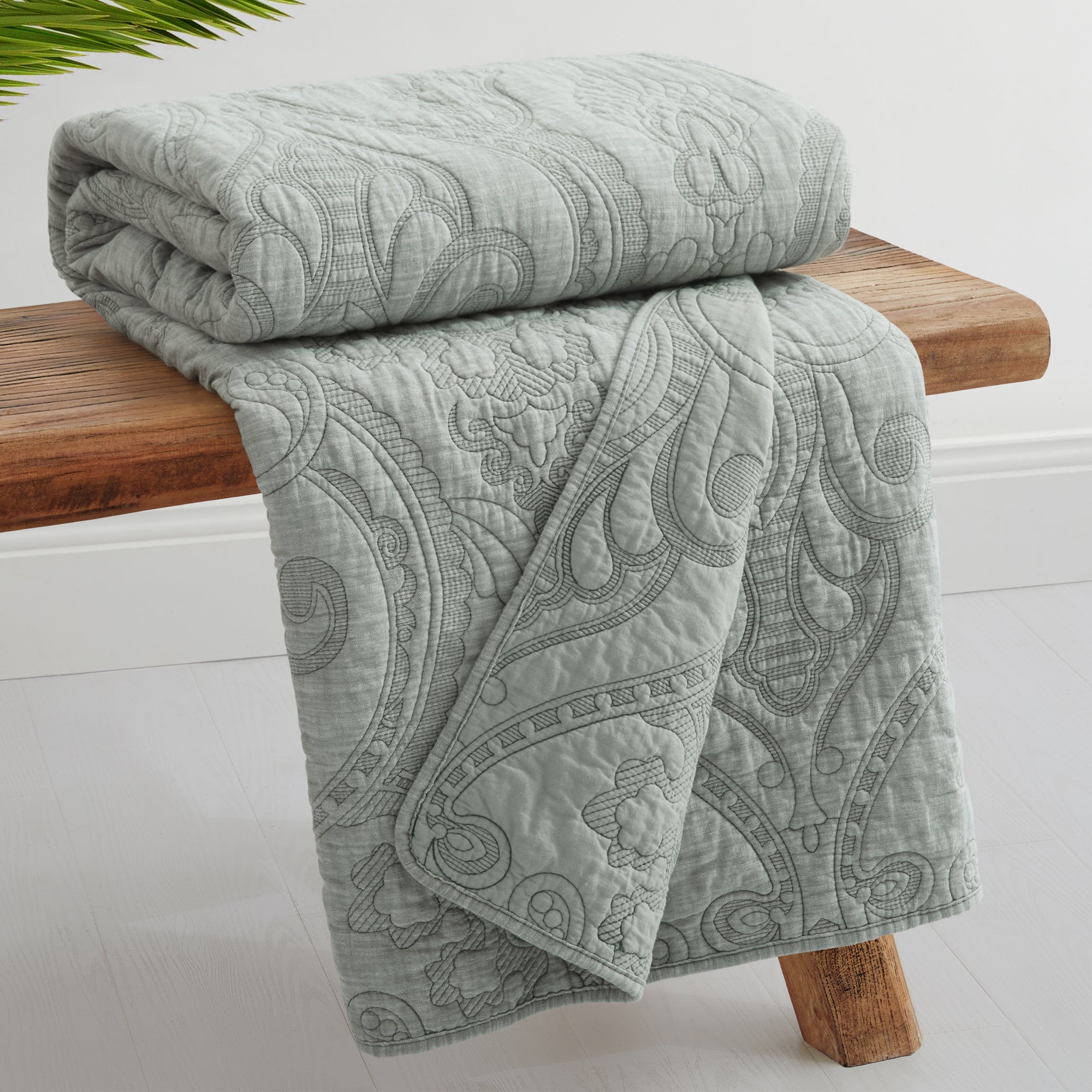 Helena Sage Quilted Throw