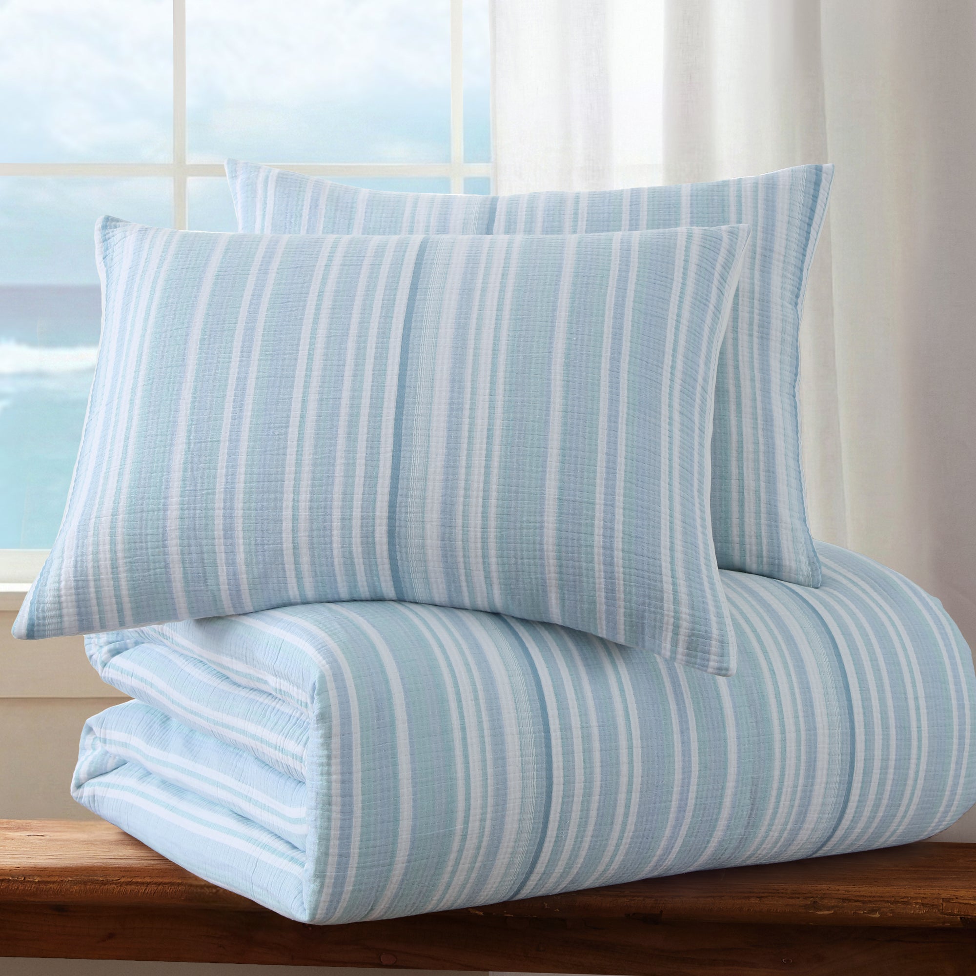 Levtex Home Boracay Stripe Muslin Quilt - Thumbnail 2