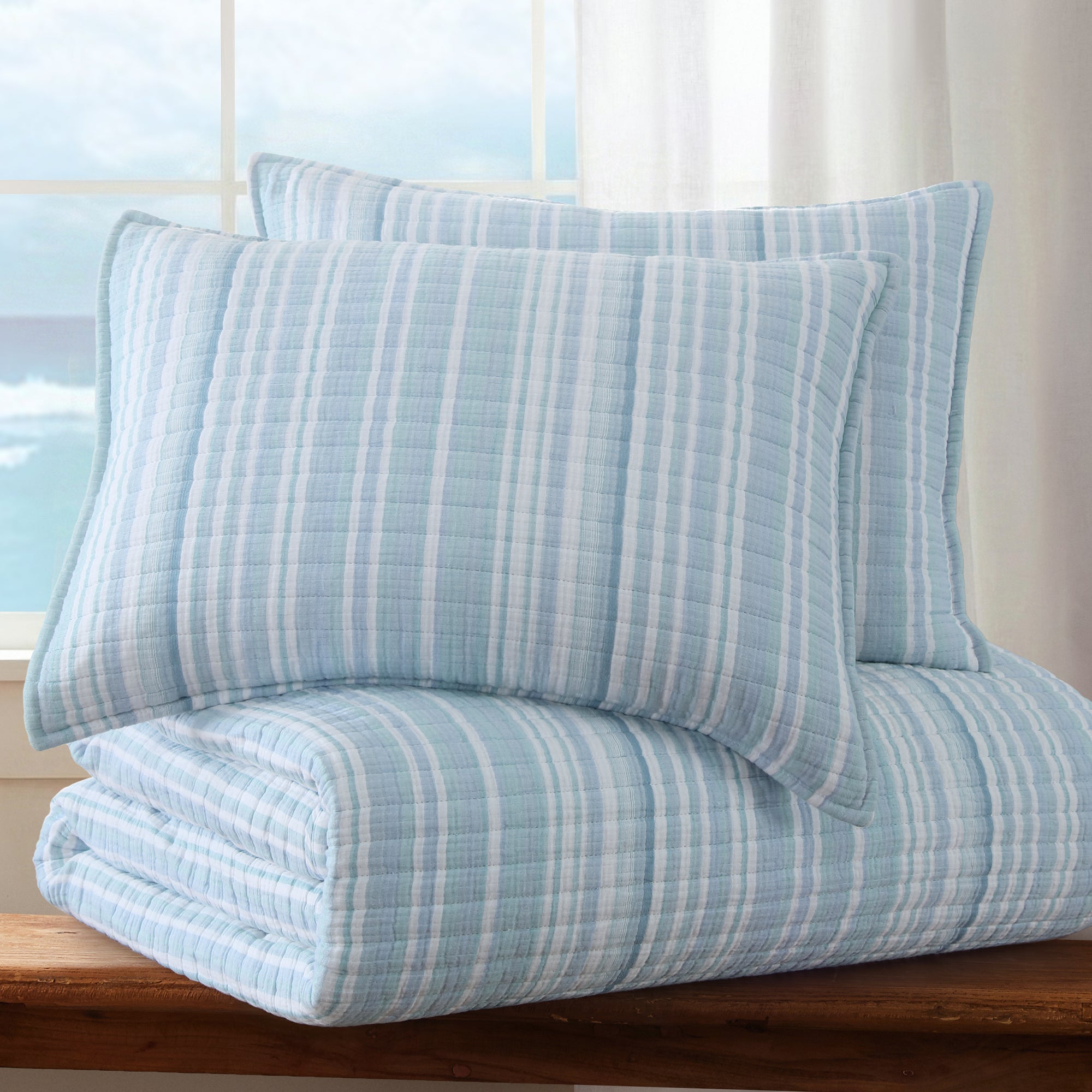 Levtex Home Boracay Stripe Muslin Quilt - Thumbnail 3
