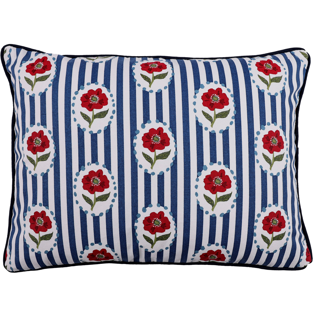 Heritage Bloom floral Bouquets on Stripes Pillow