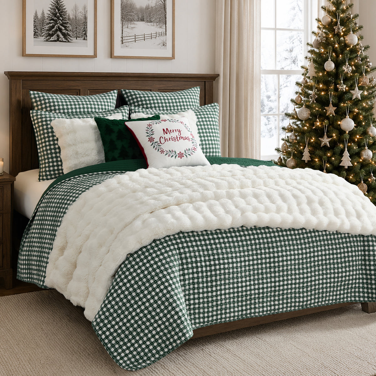 Camden Gingham Stitch Quilt Set