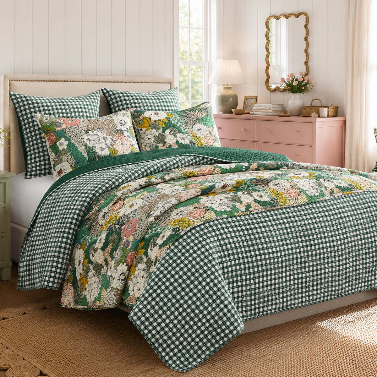 Camden Gingham Stitch Quilt Set