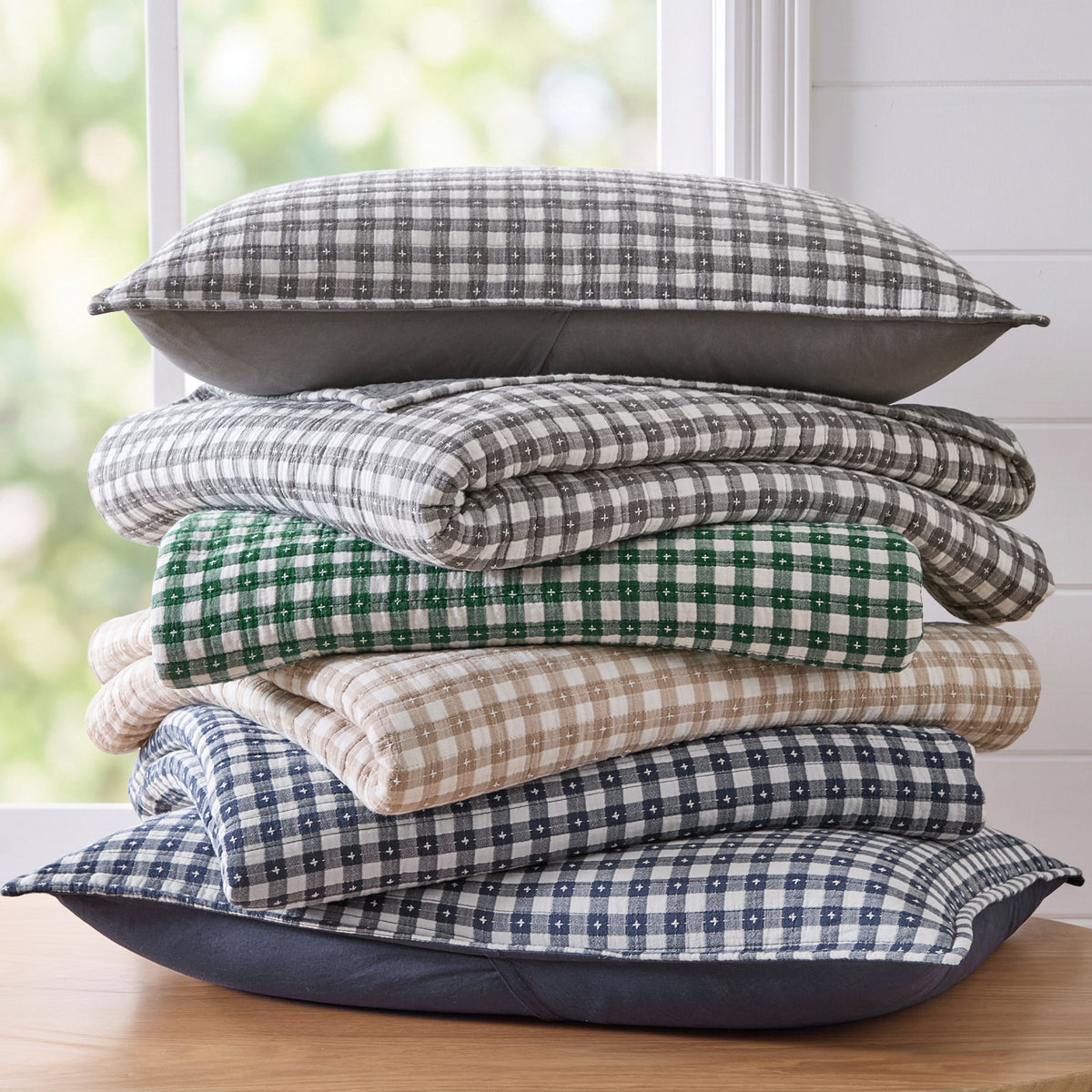 Camden Gingham Stitch Quilt Set