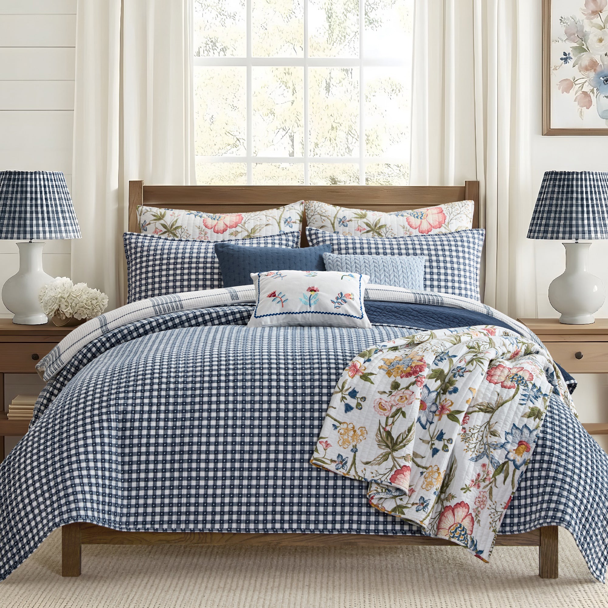 Camden Gingham Stitch Quilt Set