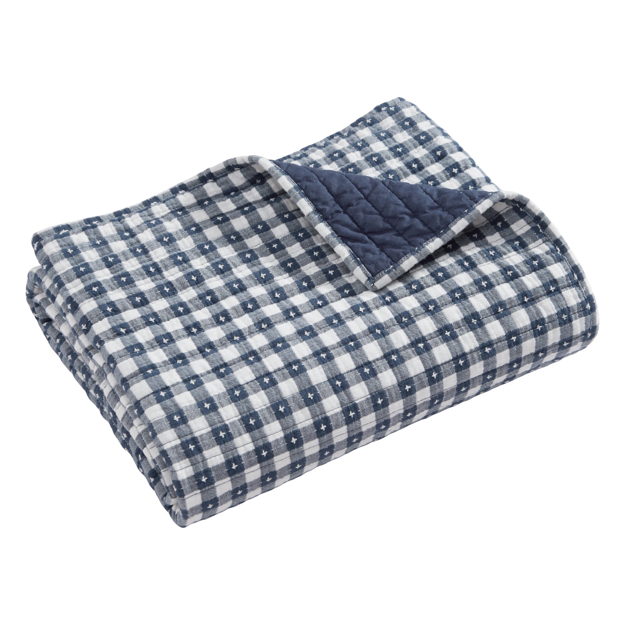 Camden Gingham Stitch Quilted Throw