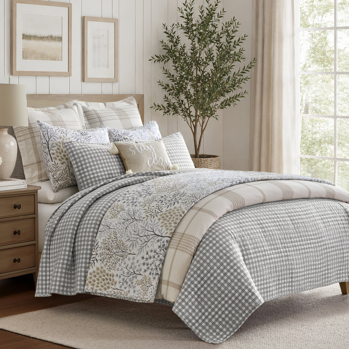 Camden Gingham Stitch Quilt Set
