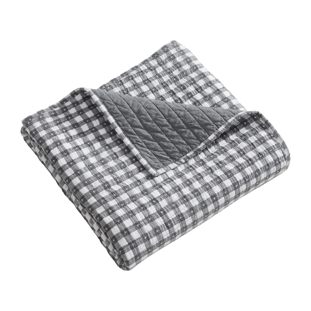 Camden Gingham Stitch Quilted Throw