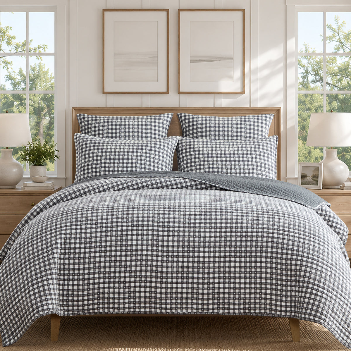 Camden Gingham Stitch Euro Sham Set of 2 - Unquilted