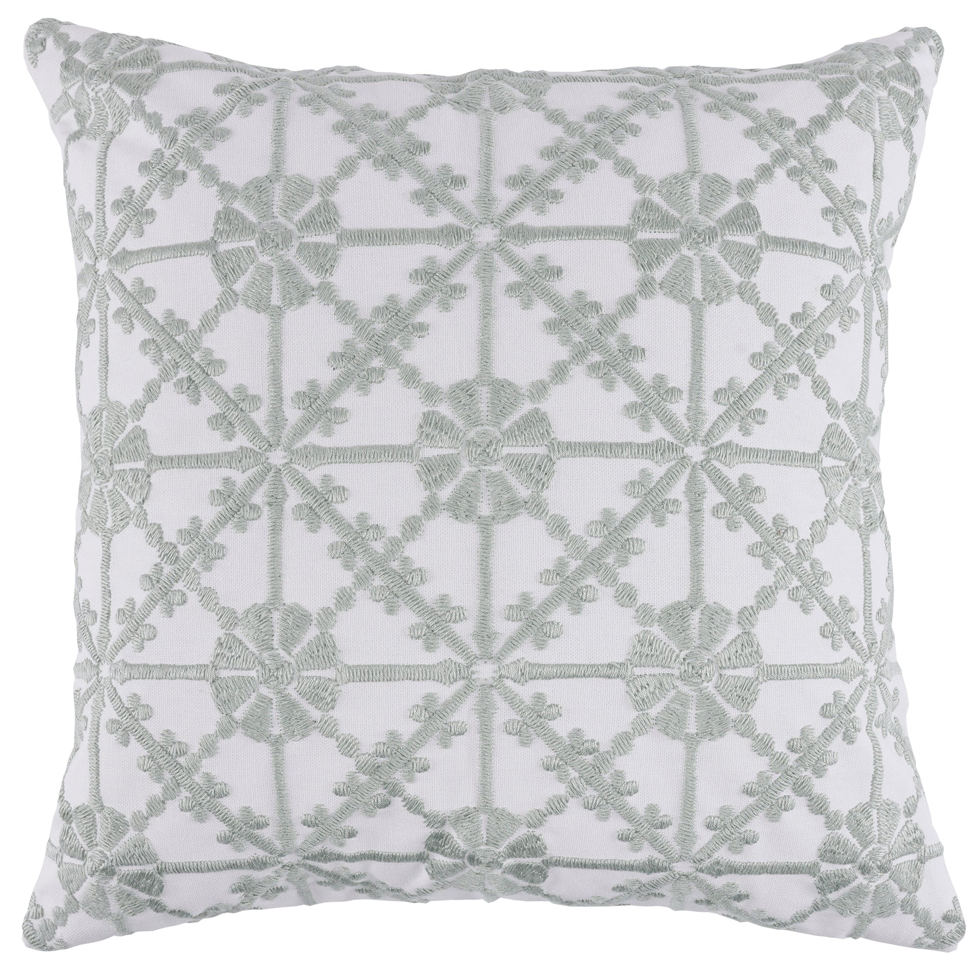 Belvedere Blue Embroidered Floral Pillow 18x18