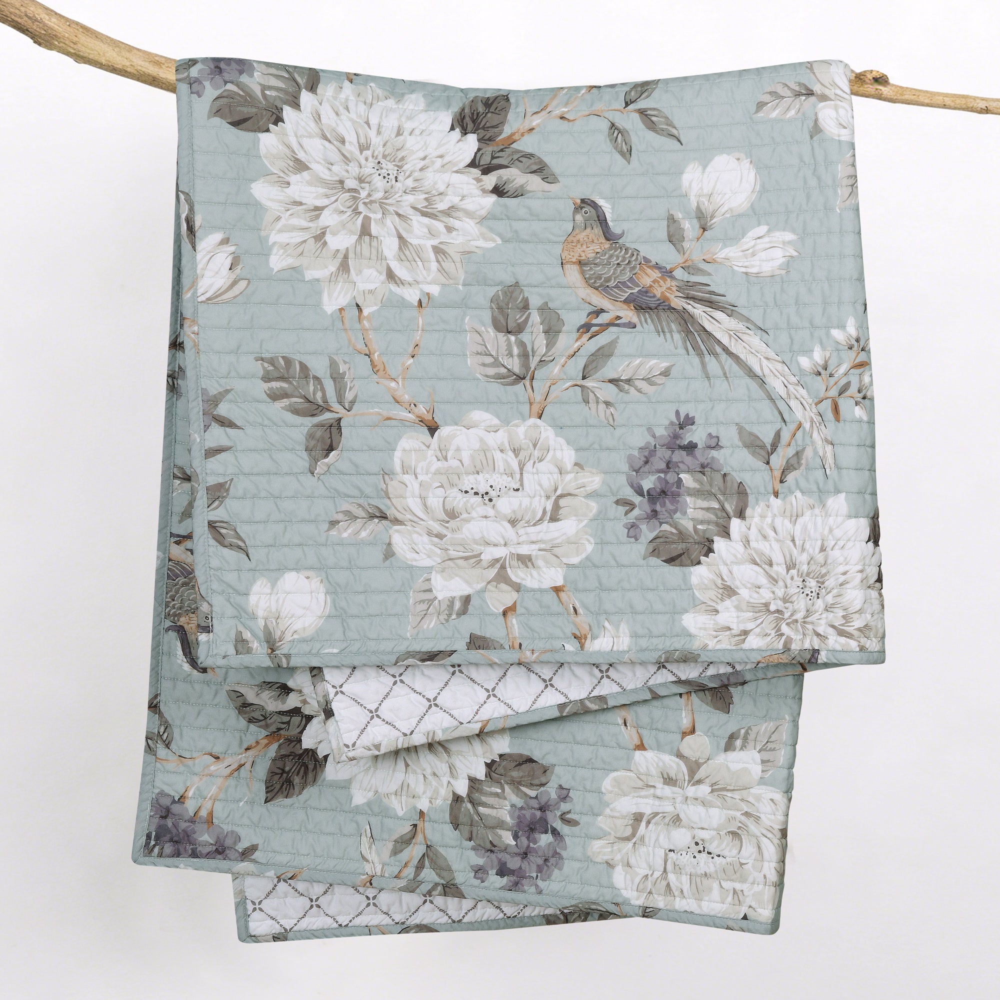 Belvedere Blue Quilted Throw
