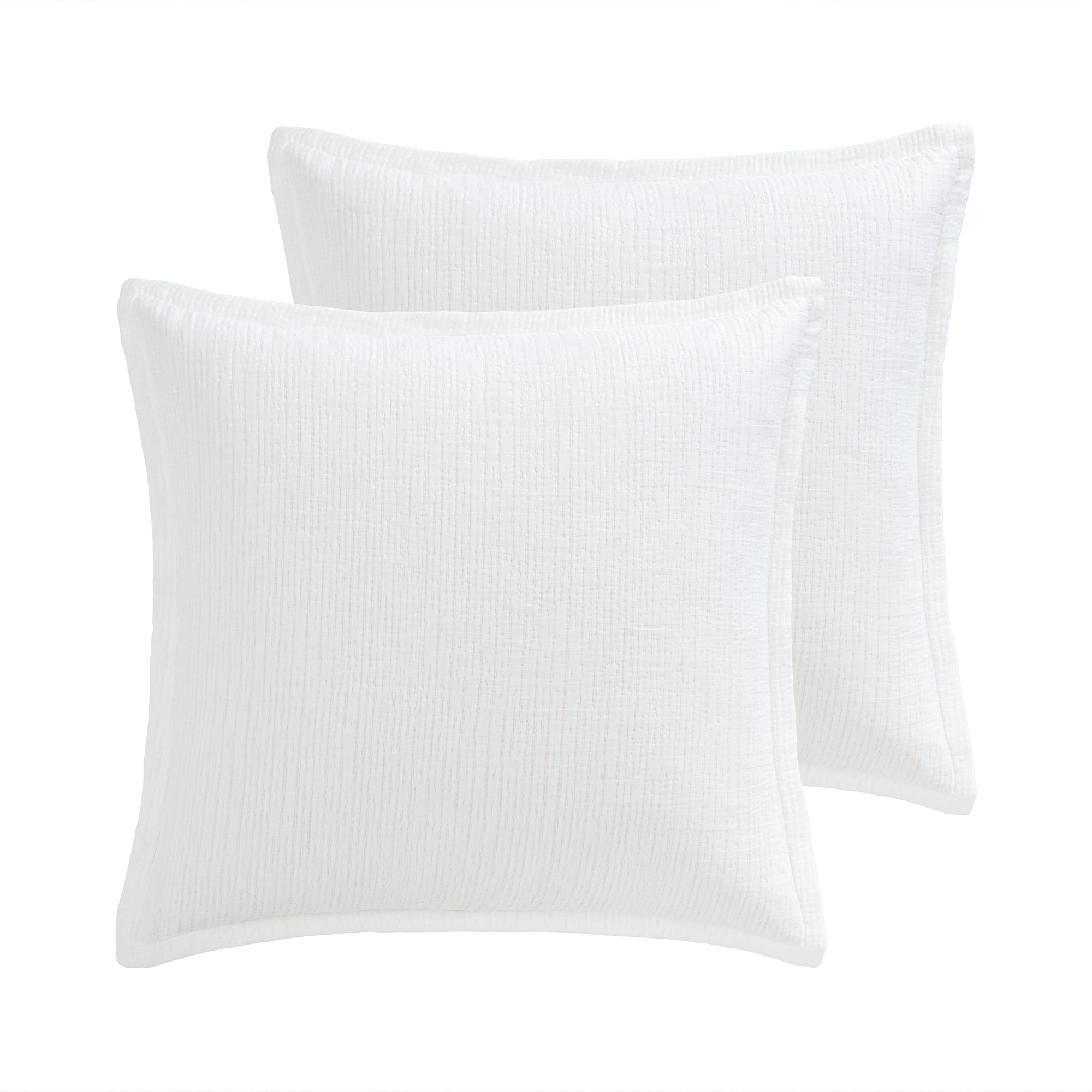 Cotton Tencel Matelasse Euro Sham set of 2 Unquilted in crisp white, featuring a soft texture and charming tie closures.