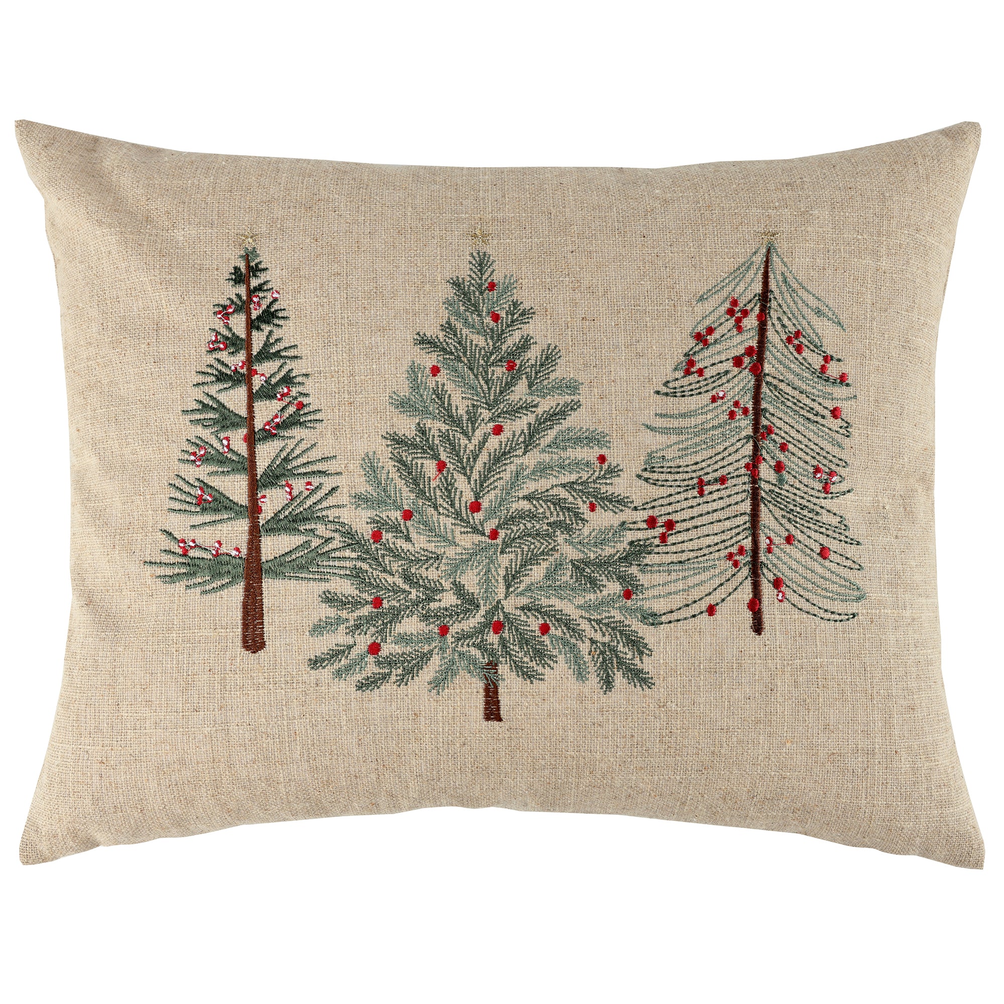 Berry Bloom Embroidered Tree Linen Pillow 14x18
