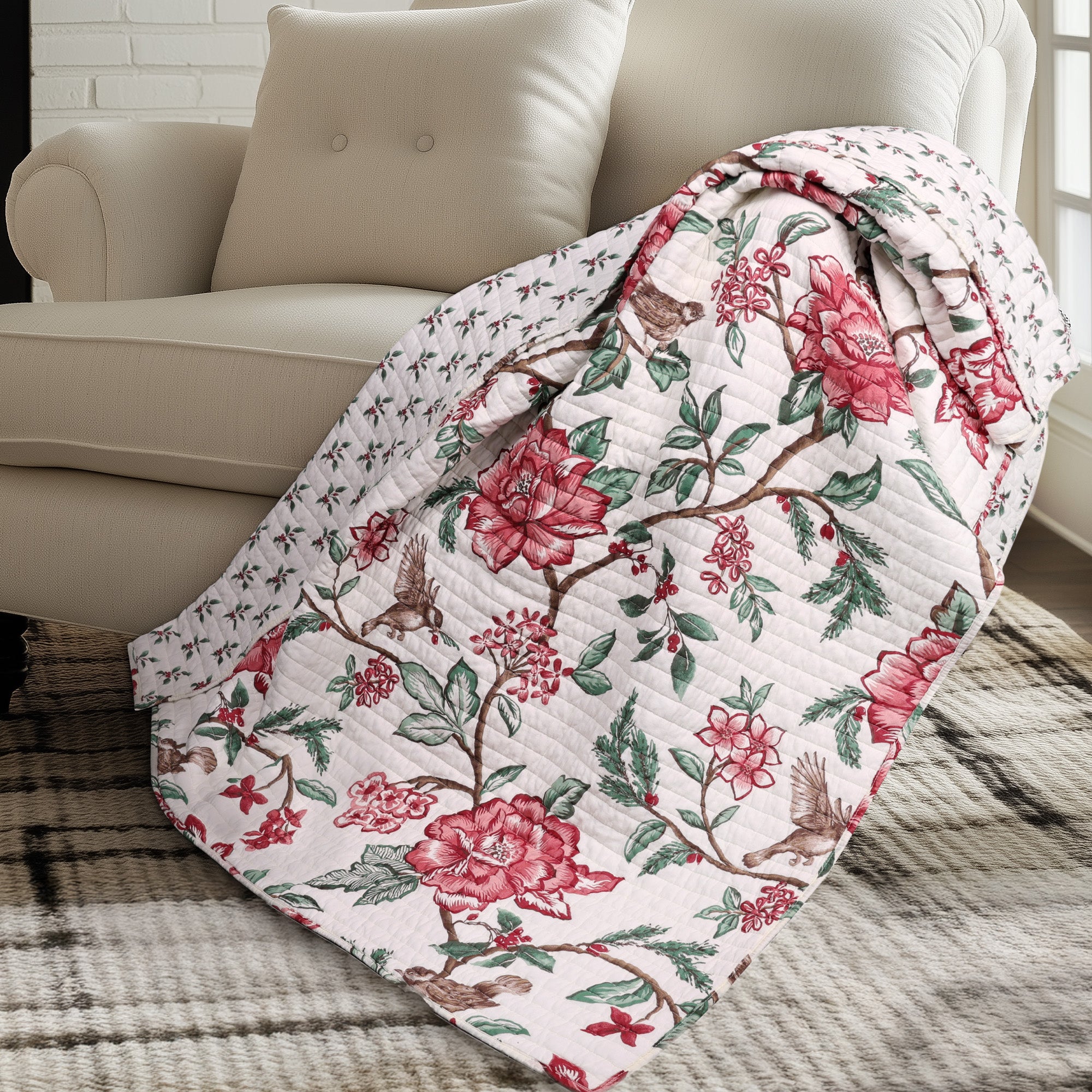 Berry Bloom Quilted Throw